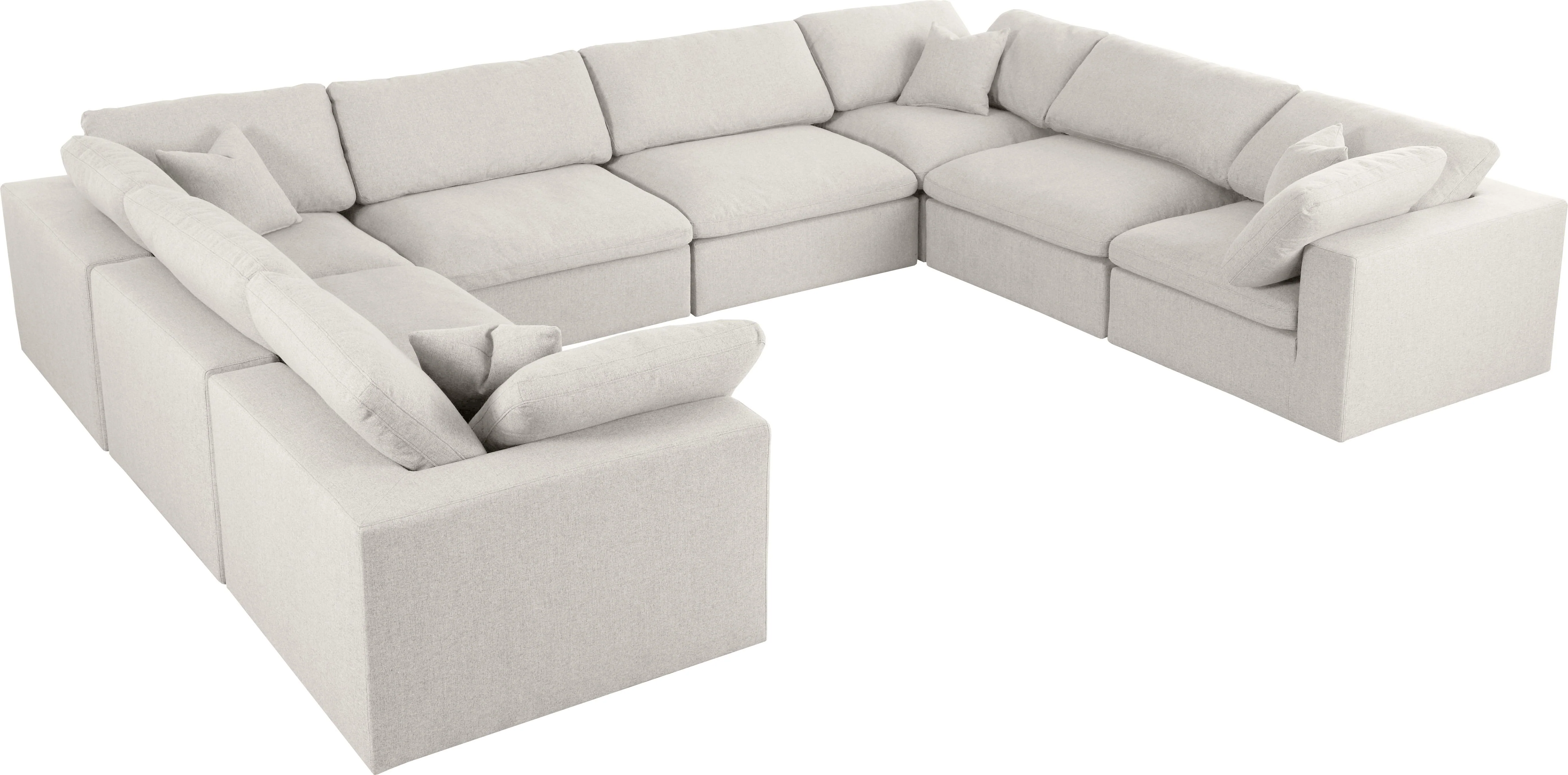Serene Cream Linen Fabric Deluxe Cloud Modular Sectional - Image 59