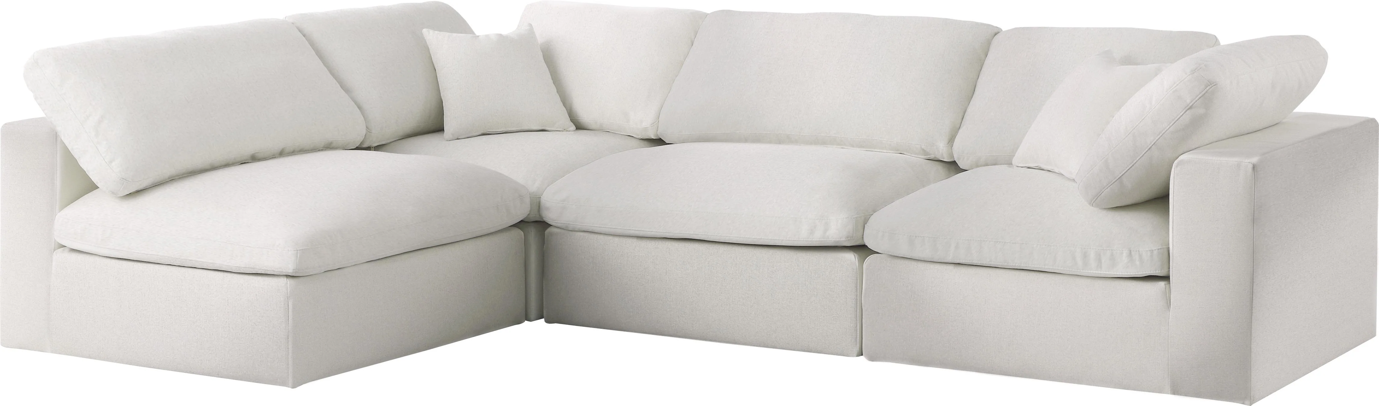 Serene Cream Linen Fabric Deluxe Cloud Modular Sectional - Image 6