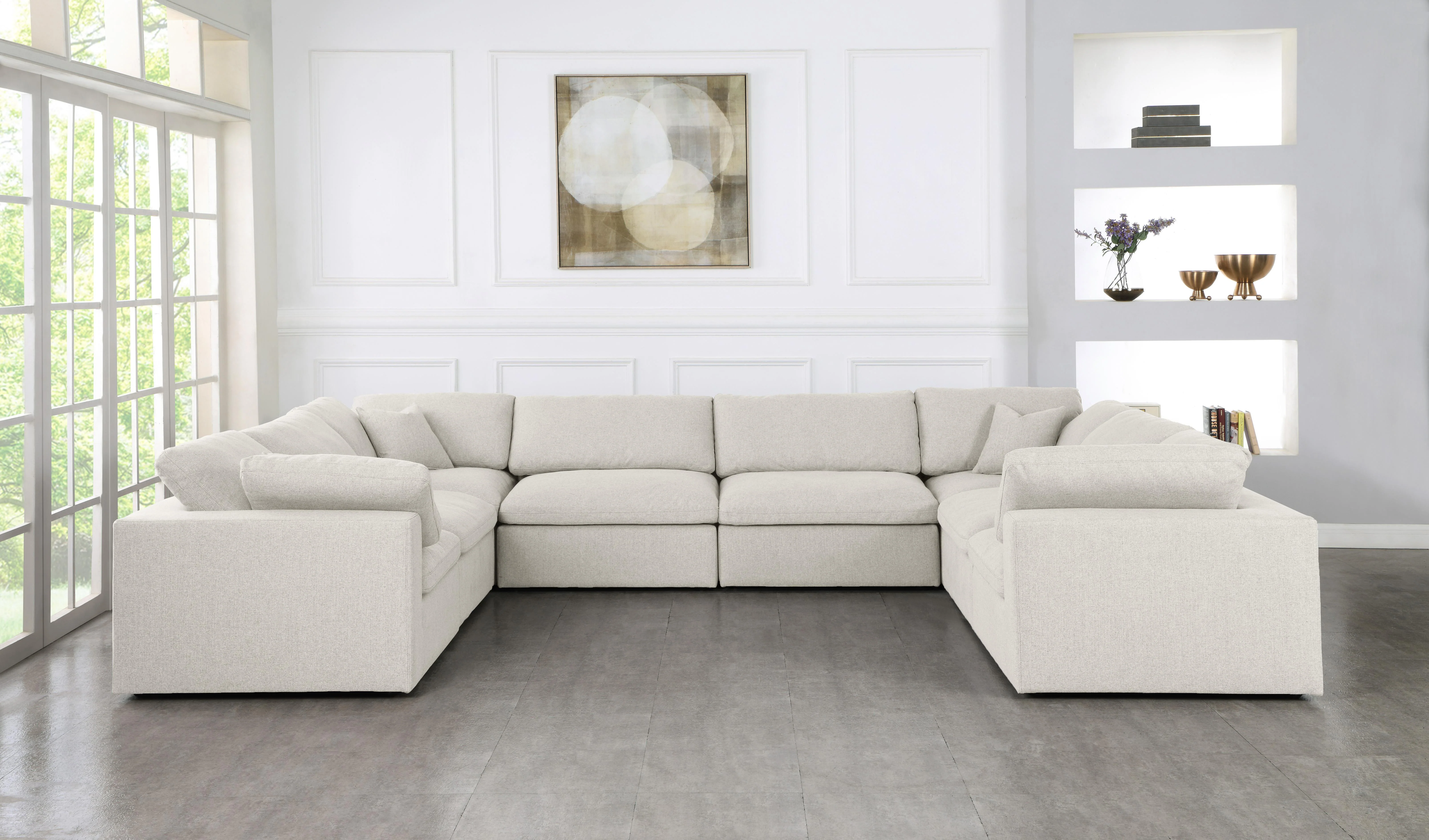 Serene Cream Linen Fabric Deluxe Cloud Modular Sectional - Image 60