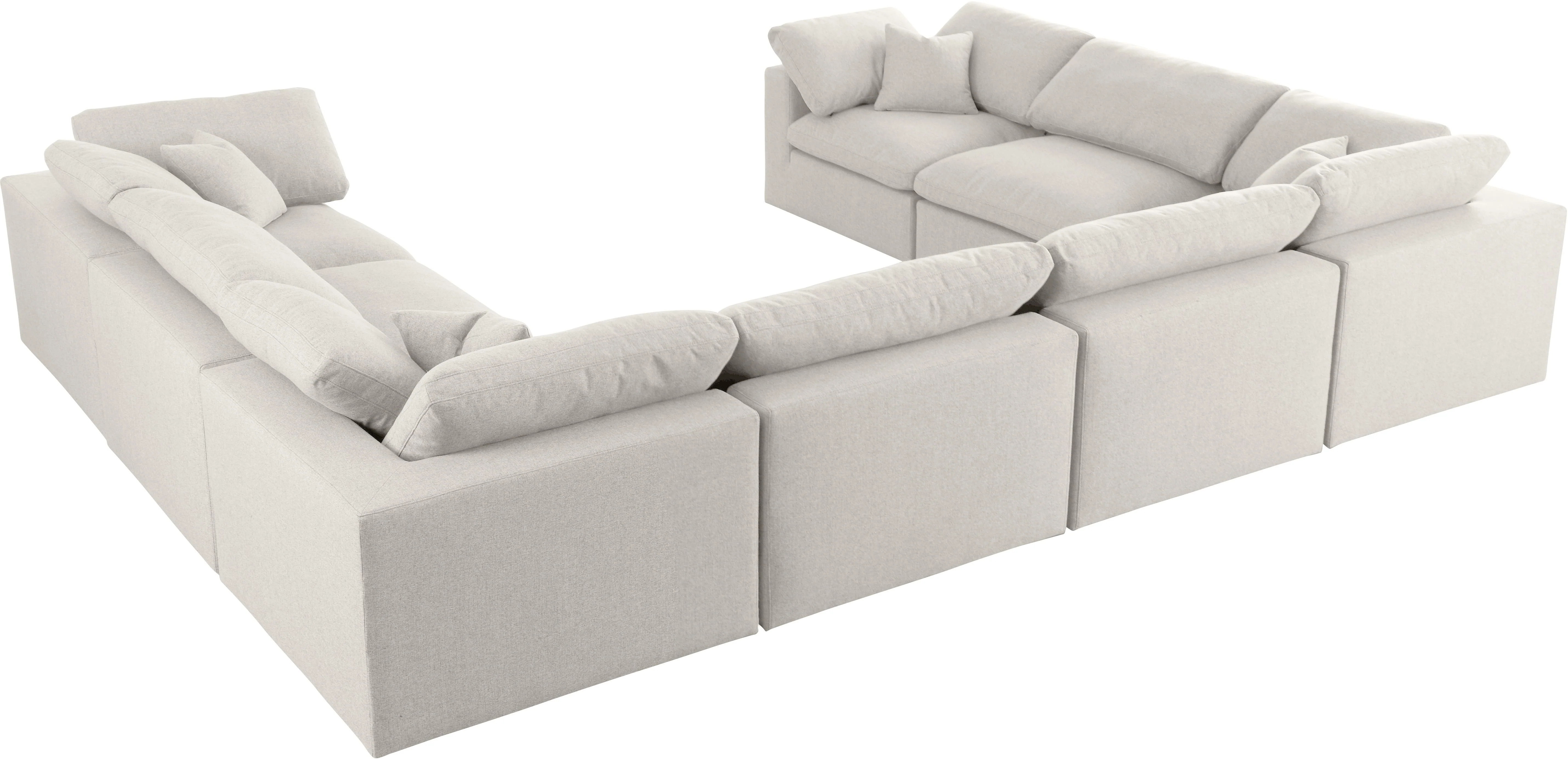 Serene Cream Linen Fabric Deluxe Cloud Modular Sectional - Image 61
