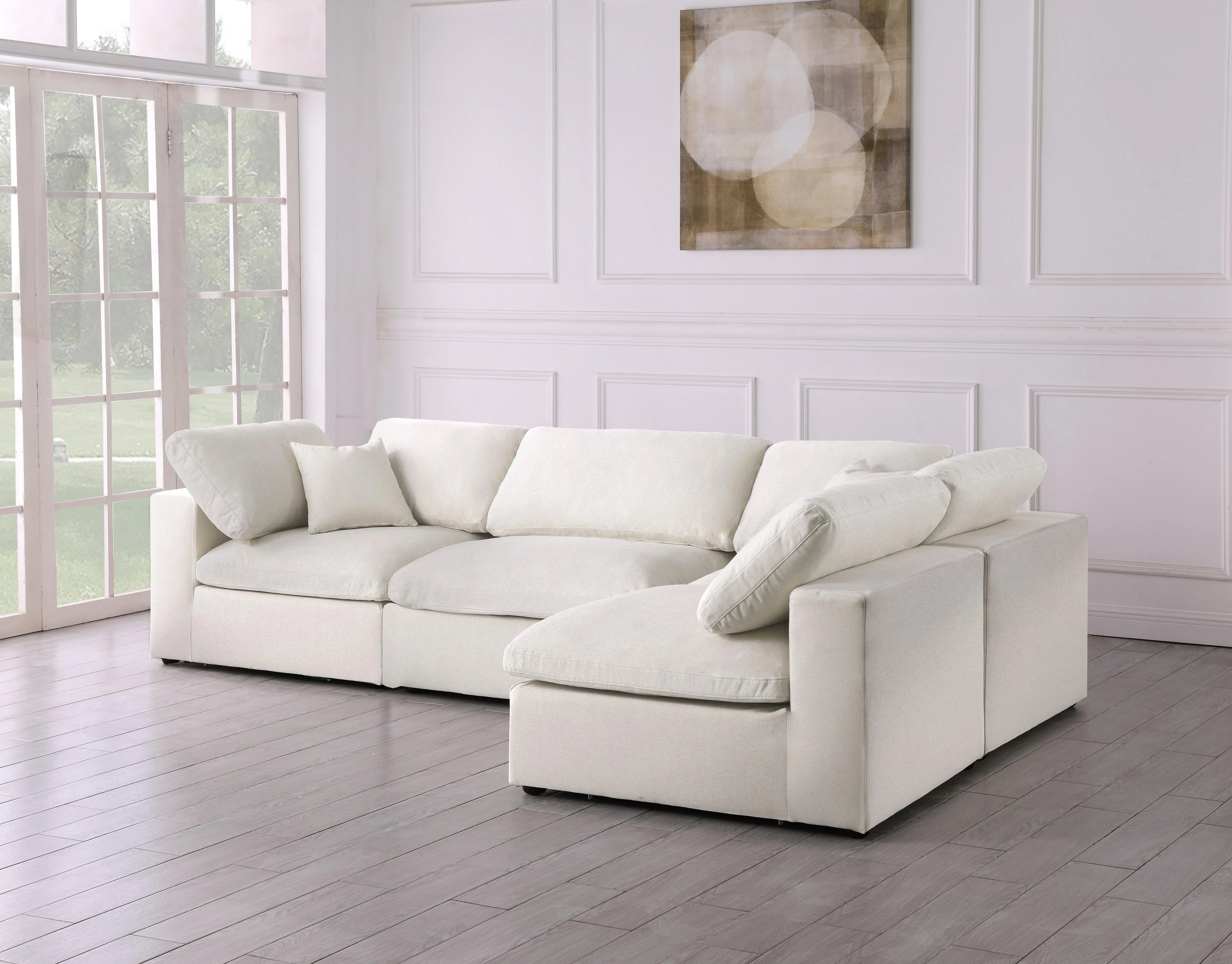 Serene Cream Linen Fabric Deluxe Cloud Modular Sectional - Image 8