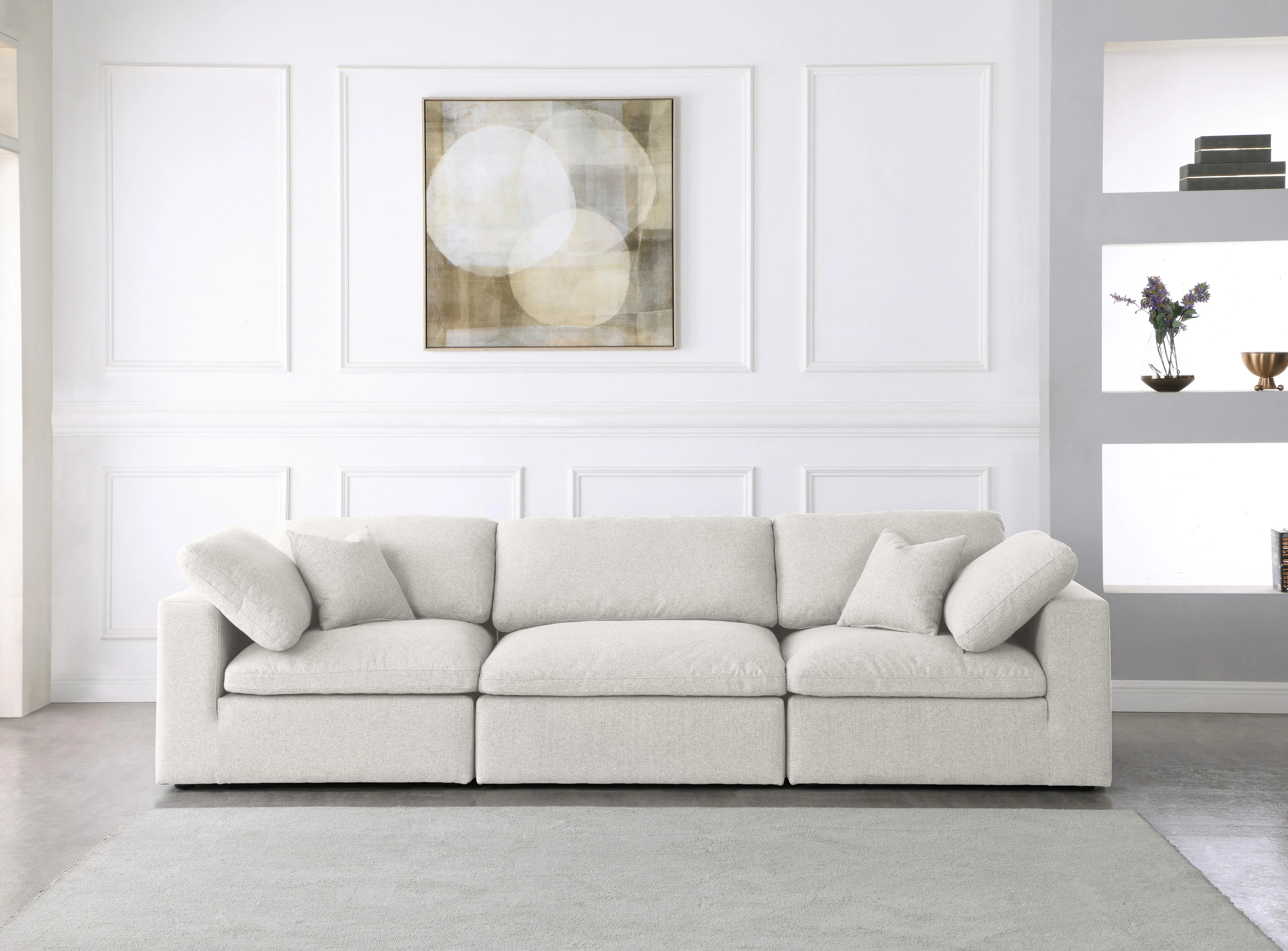 Serene Cream Linen Fabric Deluxe Cloud Modular Sofa - Image 3