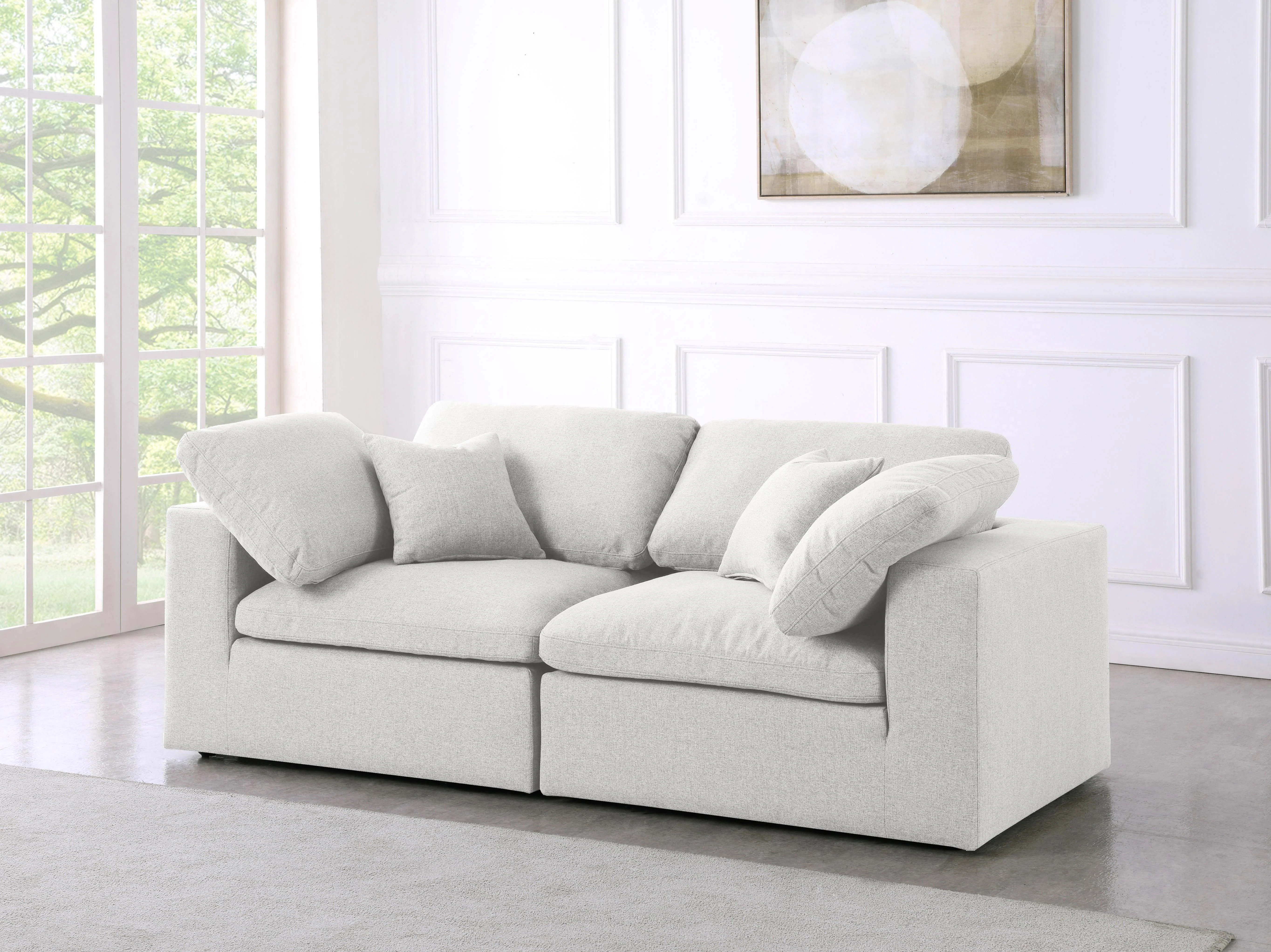Serene Cream Linen Fabric Deluxe Cloud Modular Sofa - Image 8