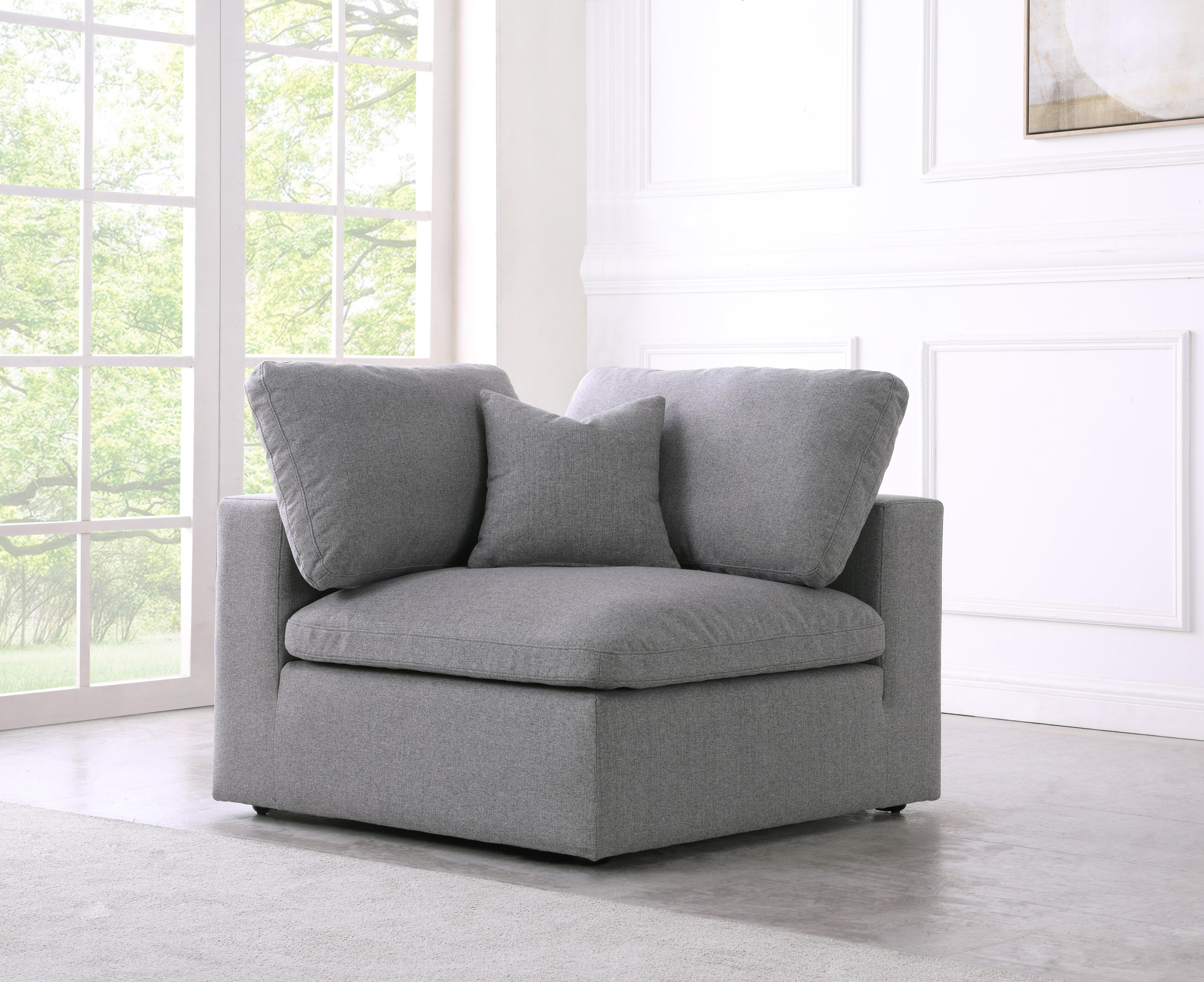 Serene Grey Linen Fabric Deluxe Cloud Corner Chair - Image 2