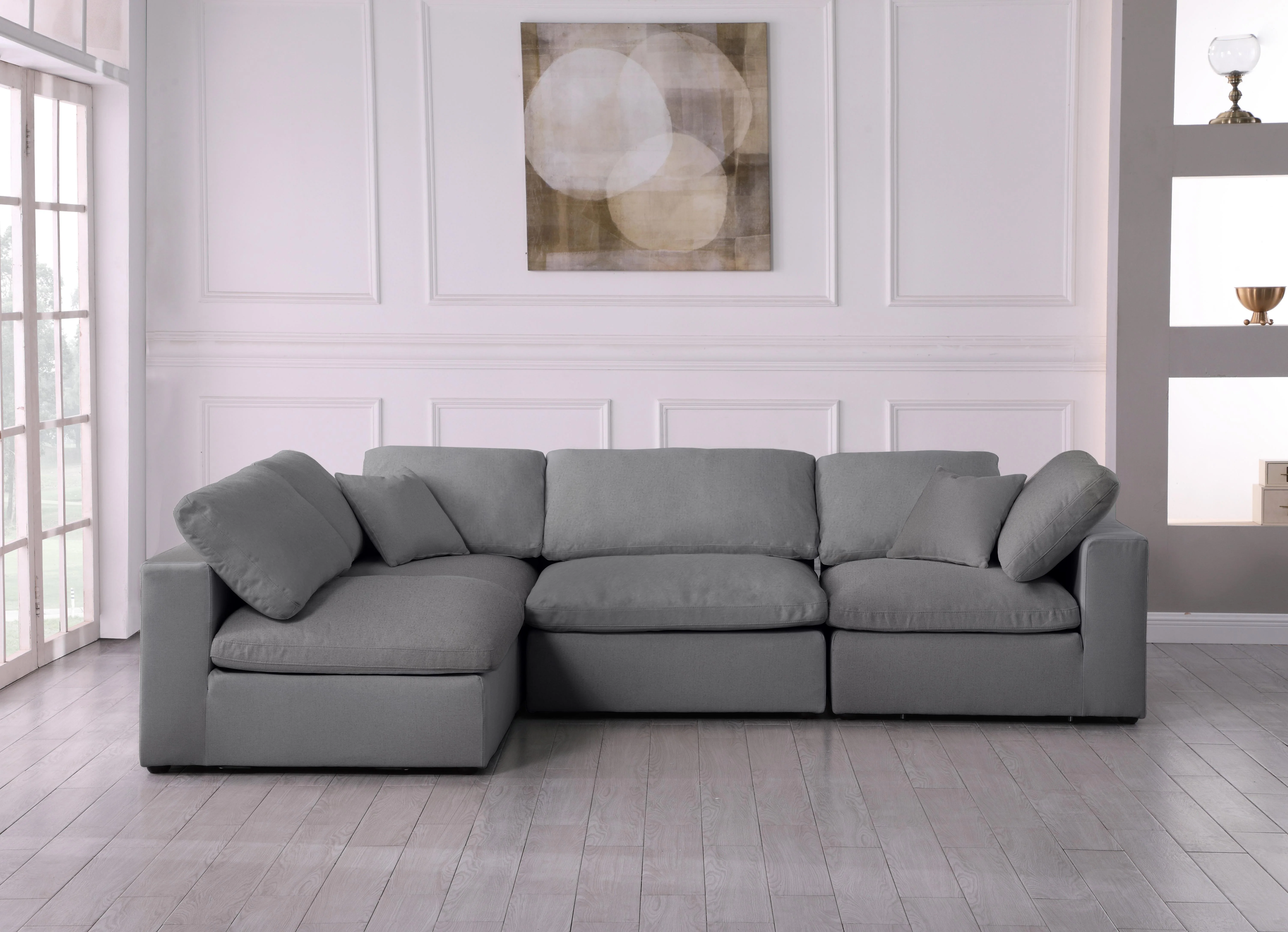 Serene Grey Linen Fabric Deluxe Cloud Modular Sectional - Image 10