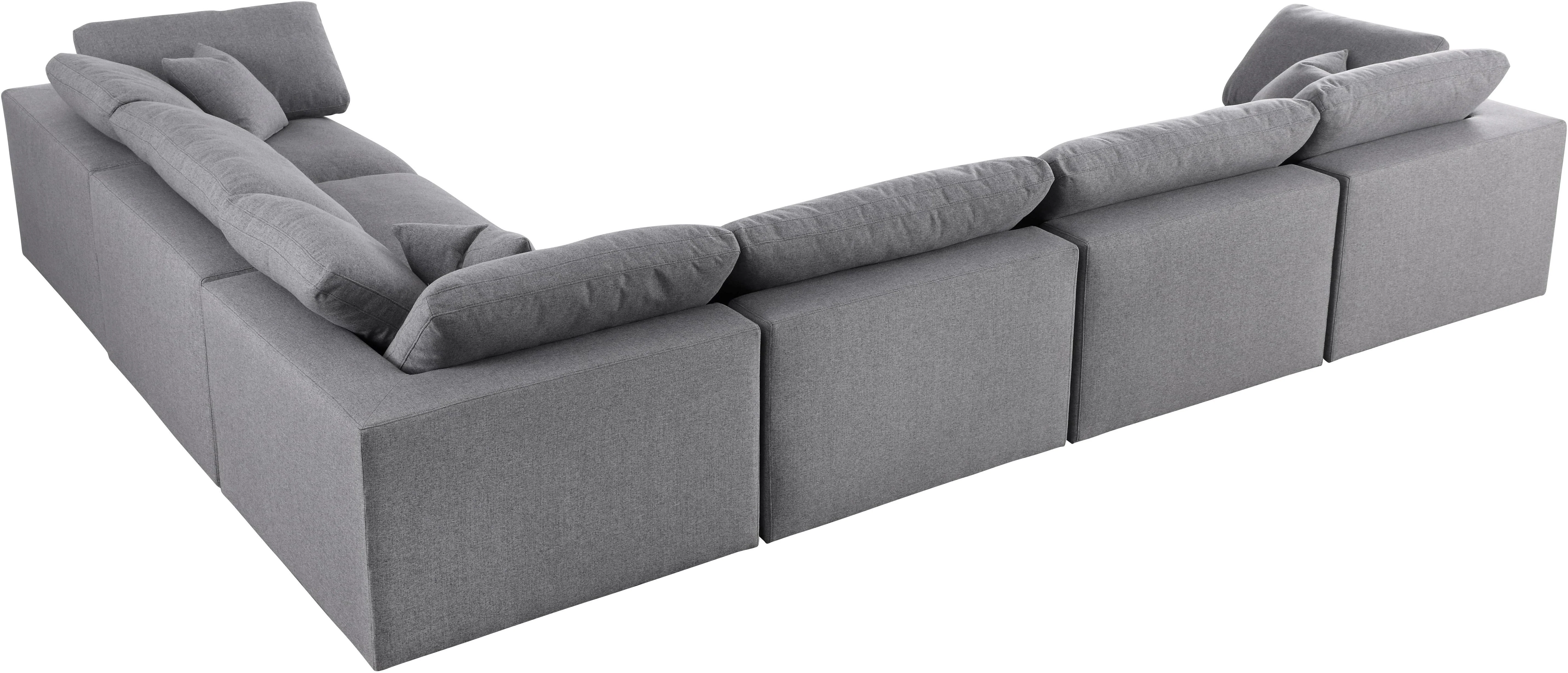 Serene Grey Linen Fabric Deluxe Cloud Modular Sectional - Image 36