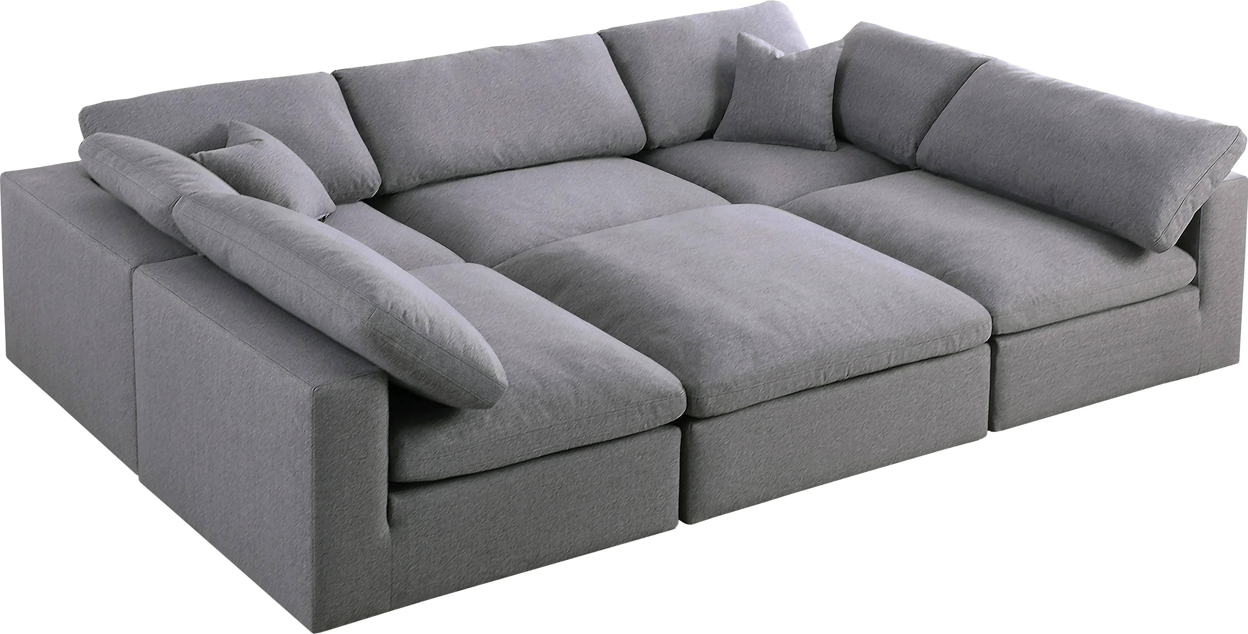 Serene Grey Linen Fabric Deluxe Cloud Modular Sectional - Image 41