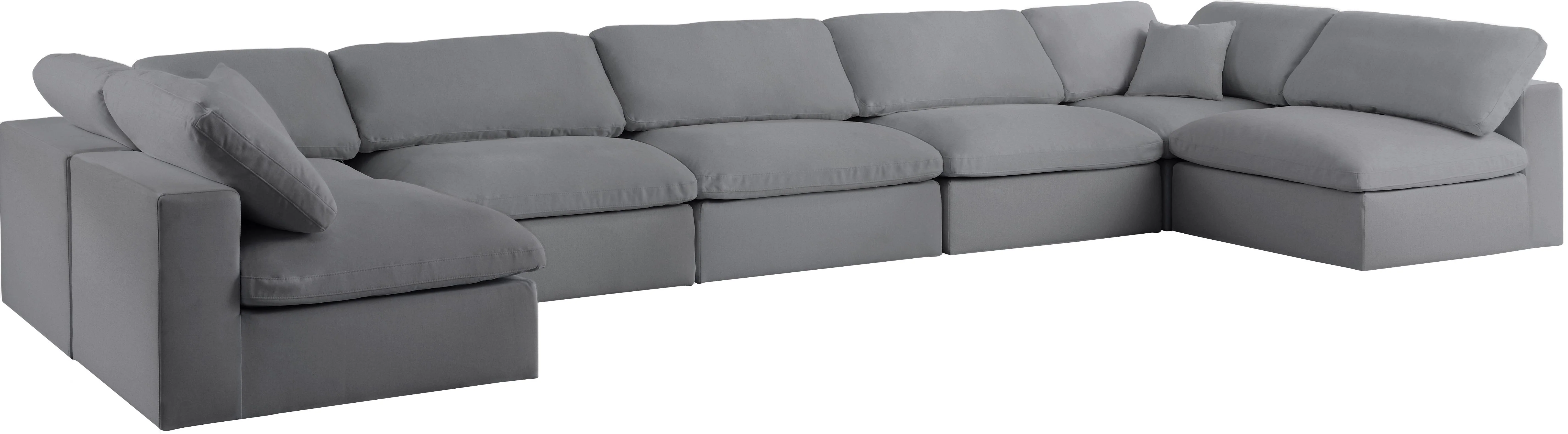 Serene Grey Linen Fabric Deluxe Cloud Modular Sectional - Image 55