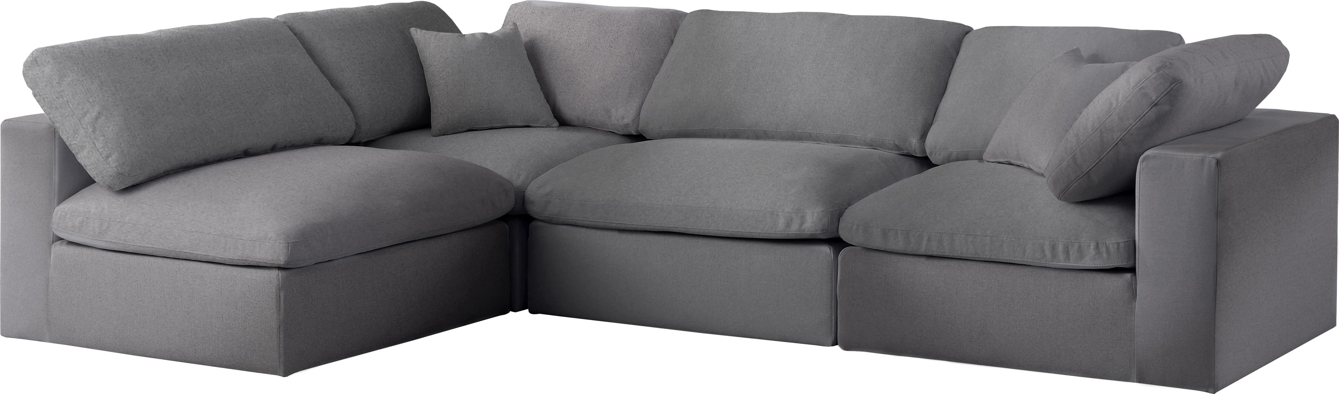 Serene Grey Linen Fabric Deluxe Cloud Modular Sectional - Image 7