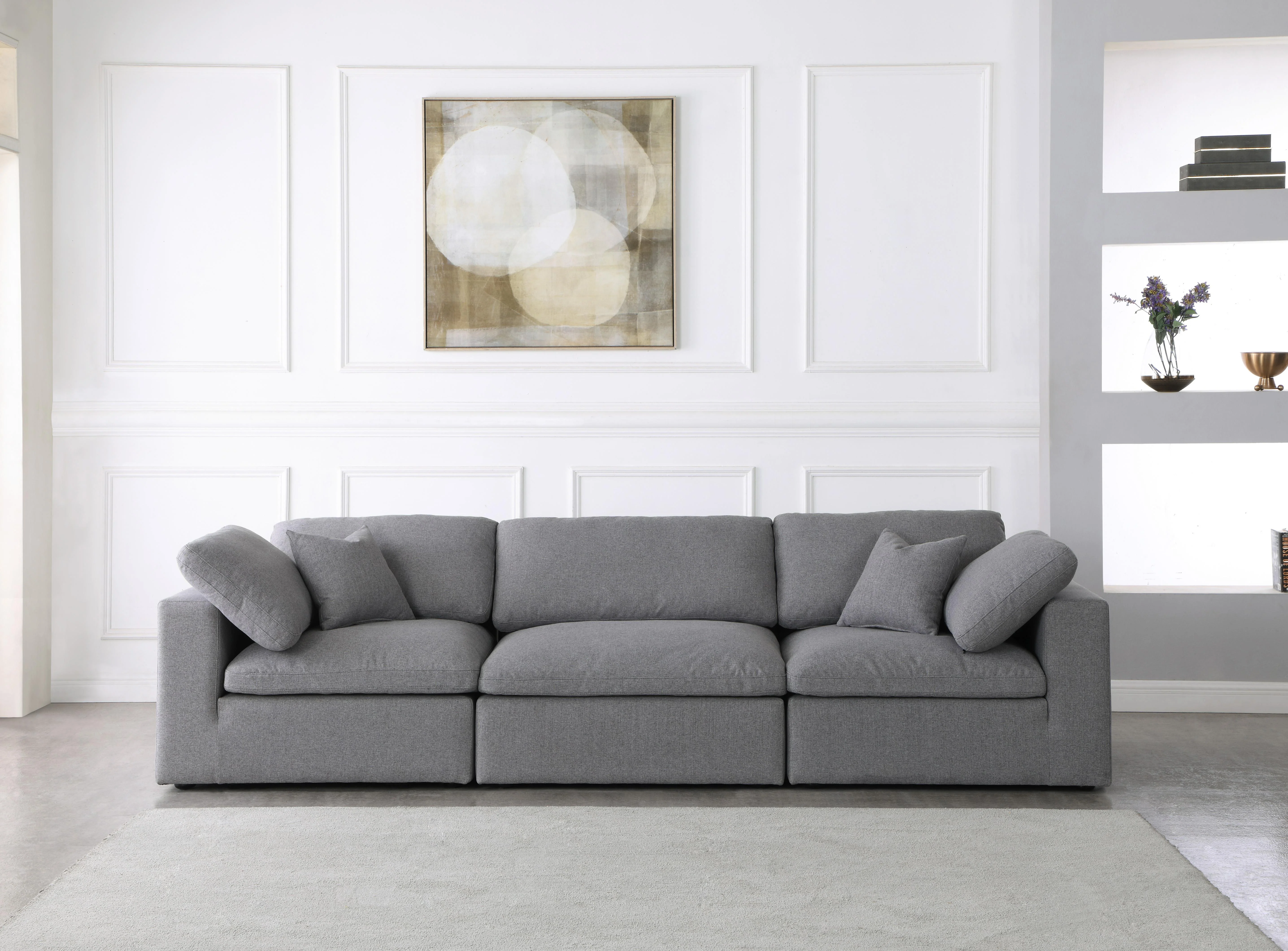 Serene Grey Linen Fabric Deluxe Cloud Modular Sofa - Image 3