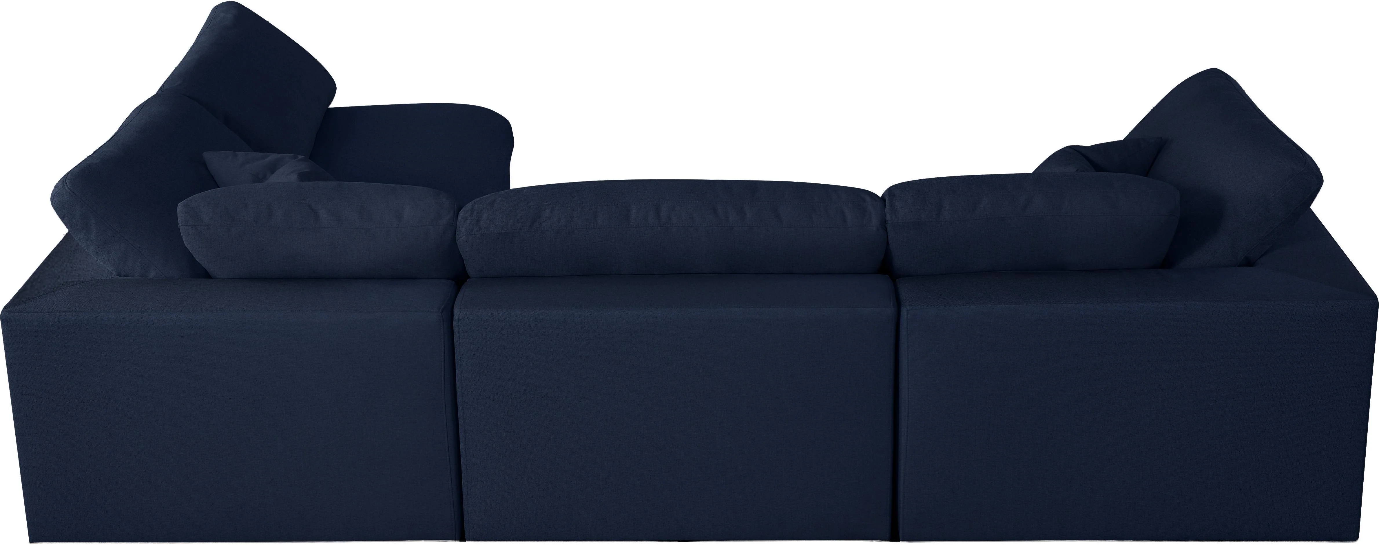 Serene Navy Linen Fabric Deluxe Cloud Modular Sectional - Image 11