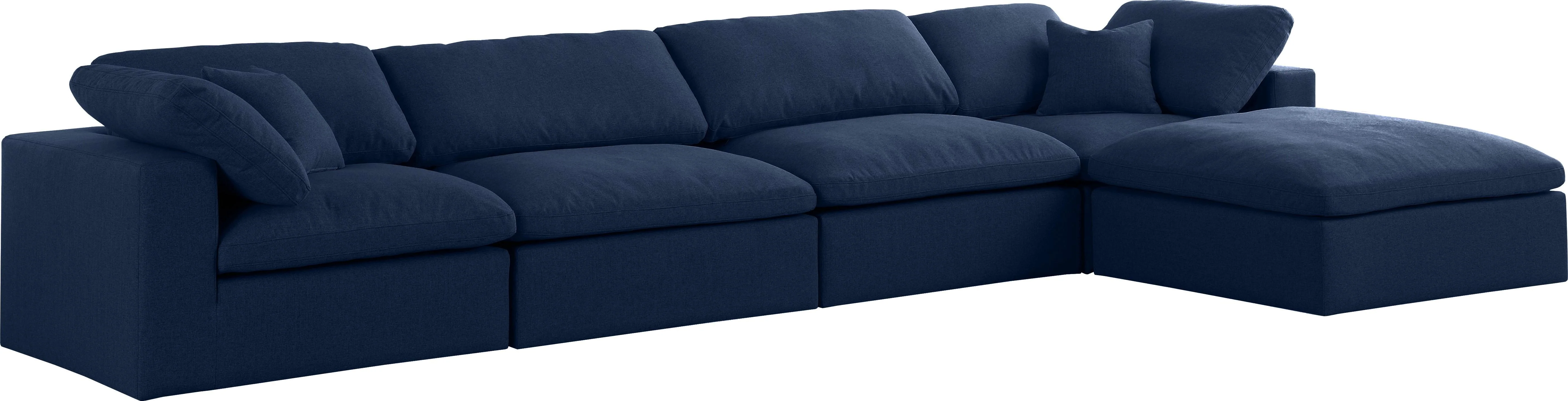 Serene Navy Linen Fabric Deluxe Cloud Modular Sectional - Image 12
