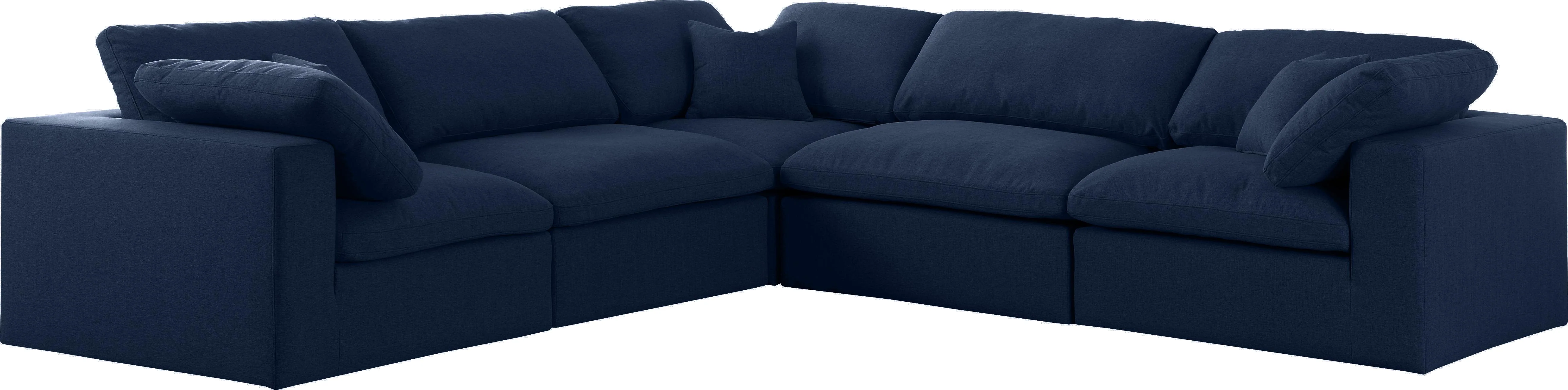 Serene Navy Linen Fabric Deluxe Cloud Modular Sectional - Image 20
