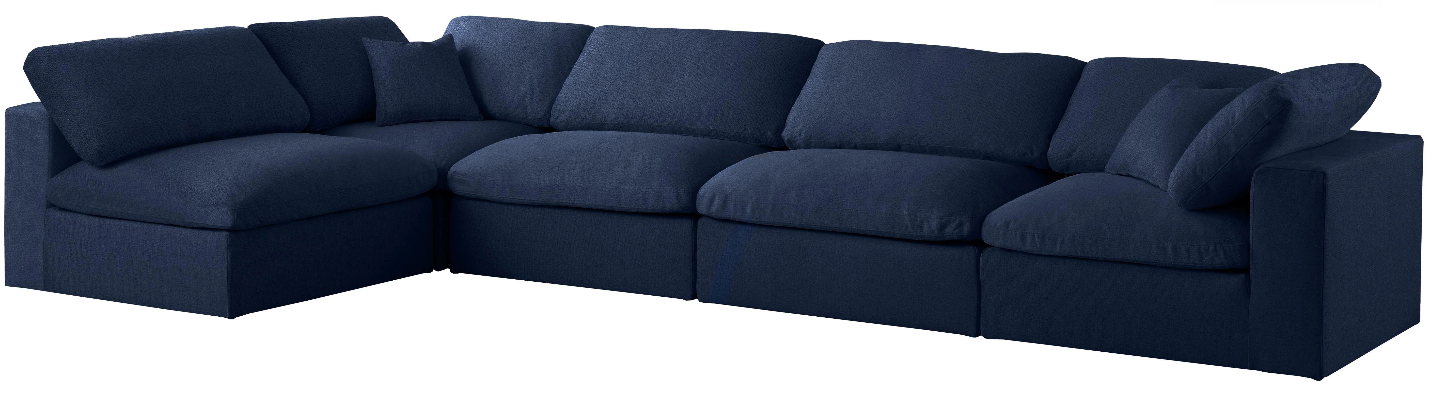 Serene Navy Linen Fabric Deluxe Cloud Modular Sectional - Image 24