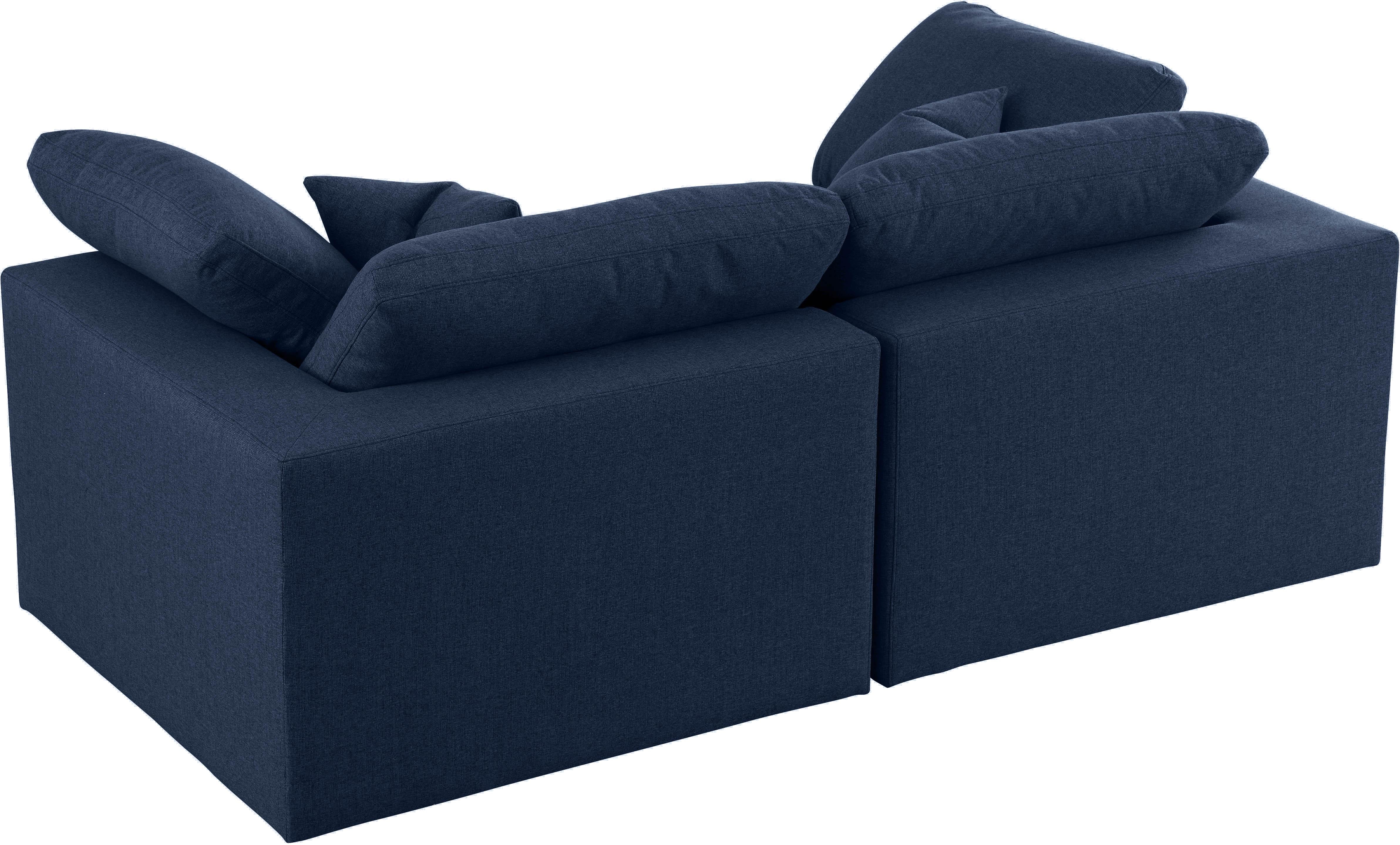 Serene Navy Linen Fabric Deluxe Cloud Modular Sofa - Image 10
