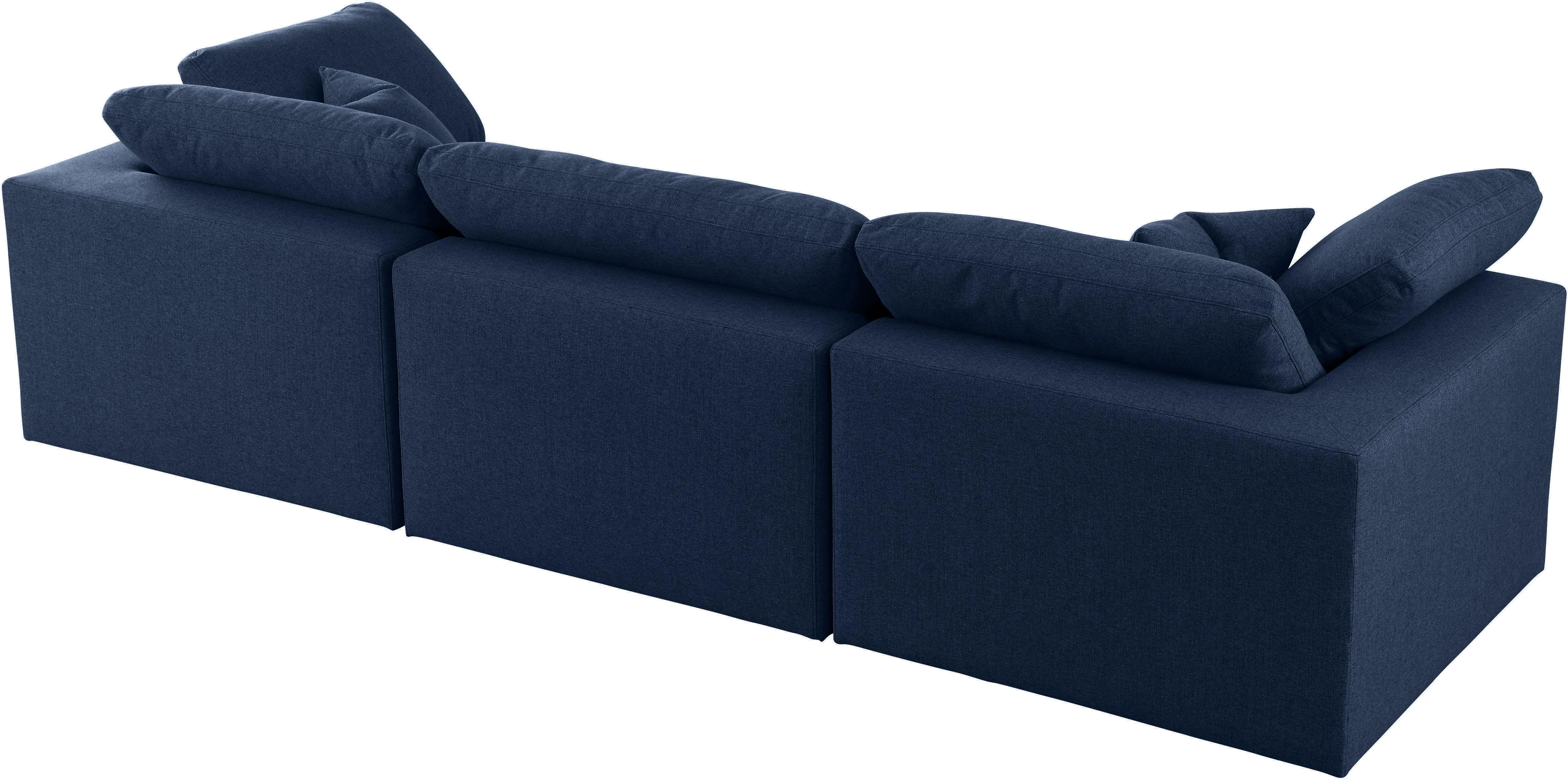 Serene Navy Linen Fabric Deluxe Cloud Modular Sofa - Image 4