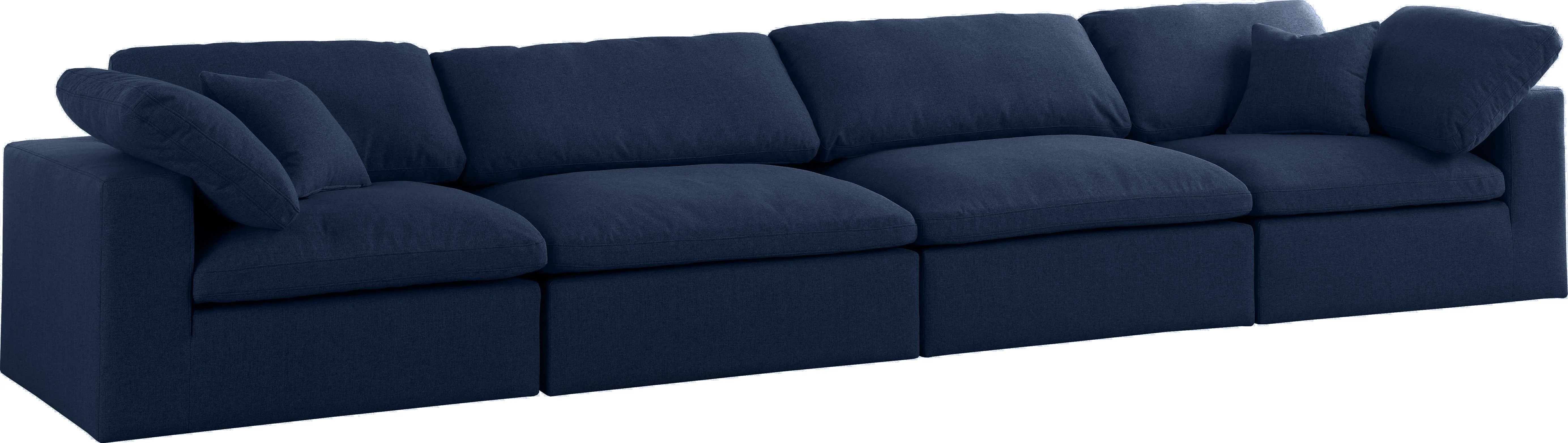 Serene Navy Linen Fabric Deluxe Cloud Modular Sofa - Image 5