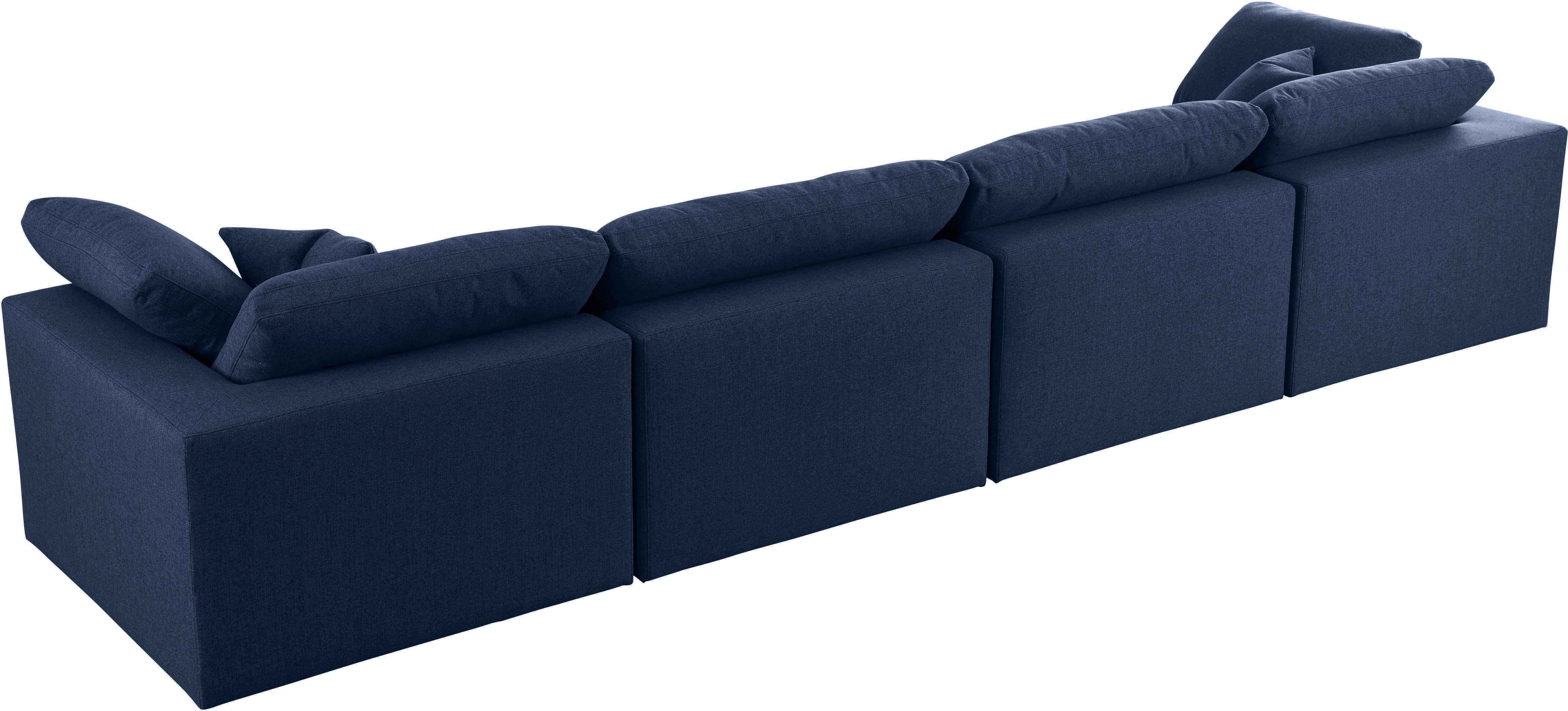 Serene Navy Linen Fabric Deluxe Cloud Modular Sofa - Image 6