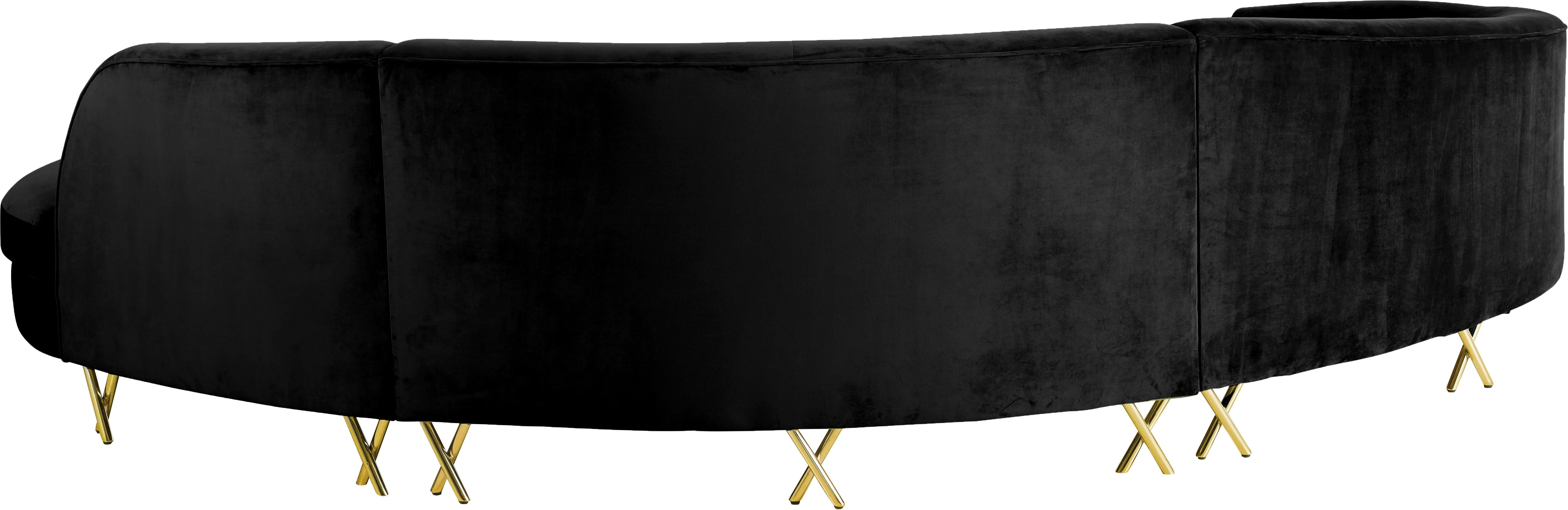 Serpentine Black Velvet 3pc. Sectional - Image 5
