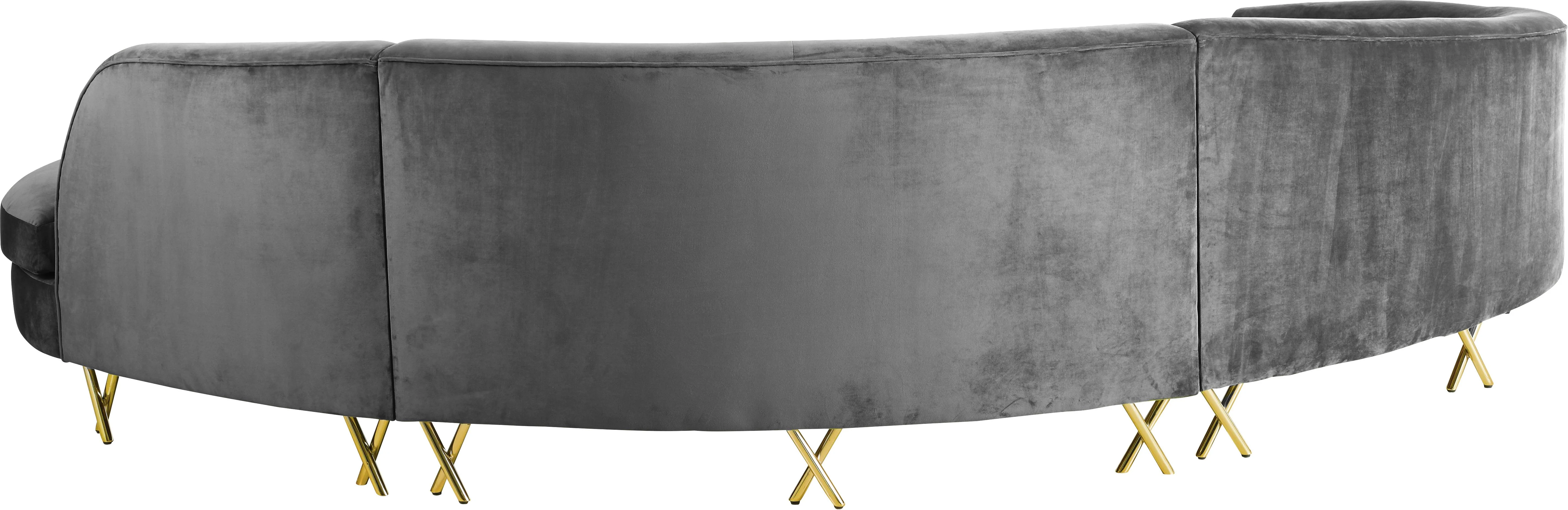Serpentine Grey Velvet 3pc. Sectional - Image 5