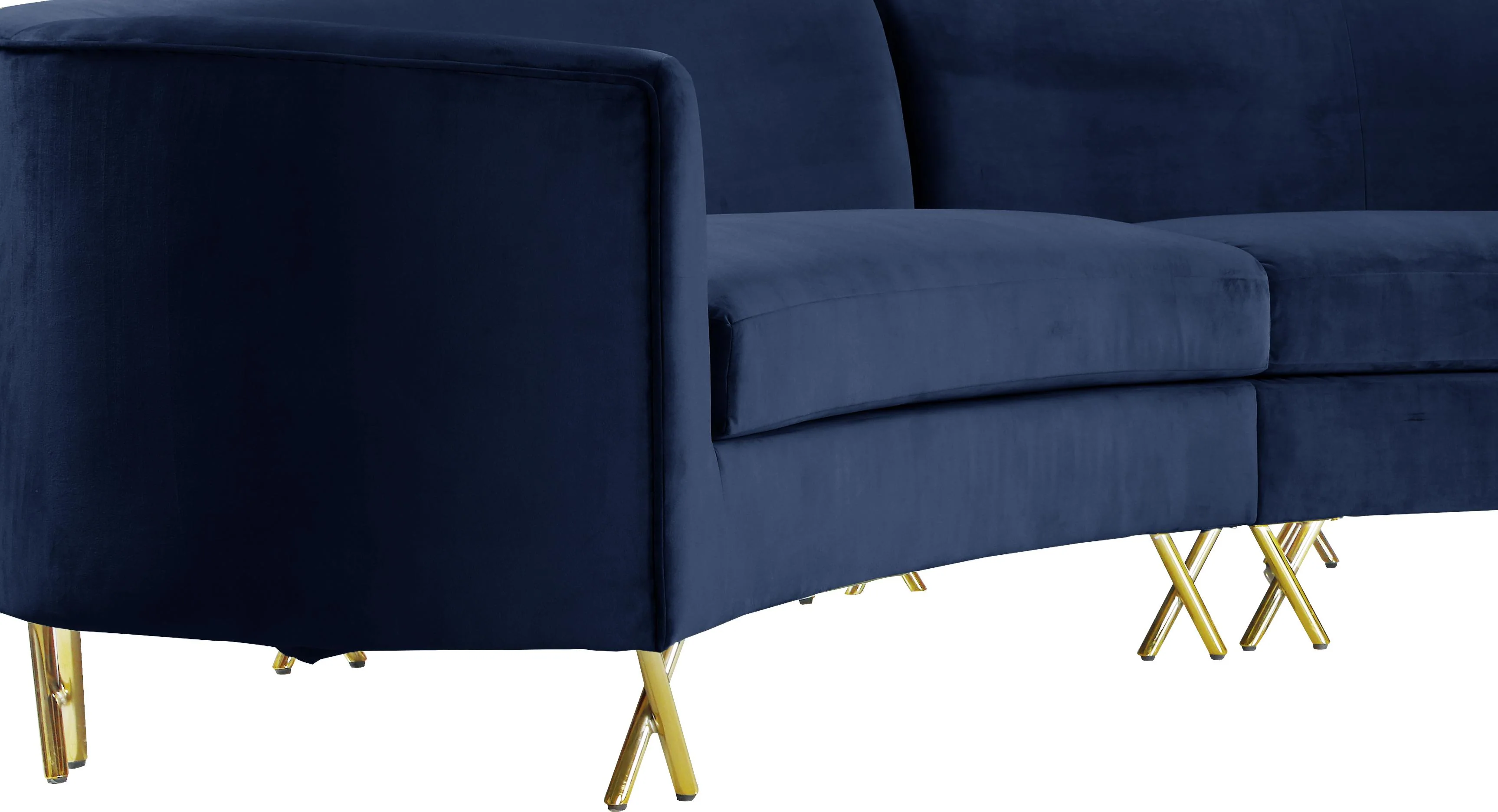 Serpentine Navy Velvet 3pc. Sectional - Image 4