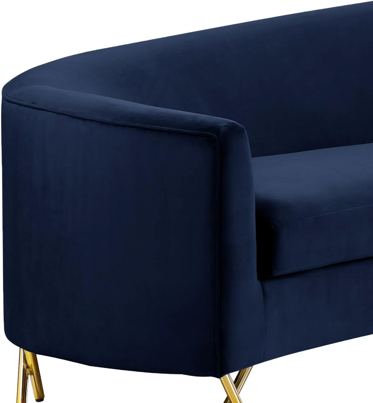 Serpentine Navy Velvet 3pc. Sectional - Image 6