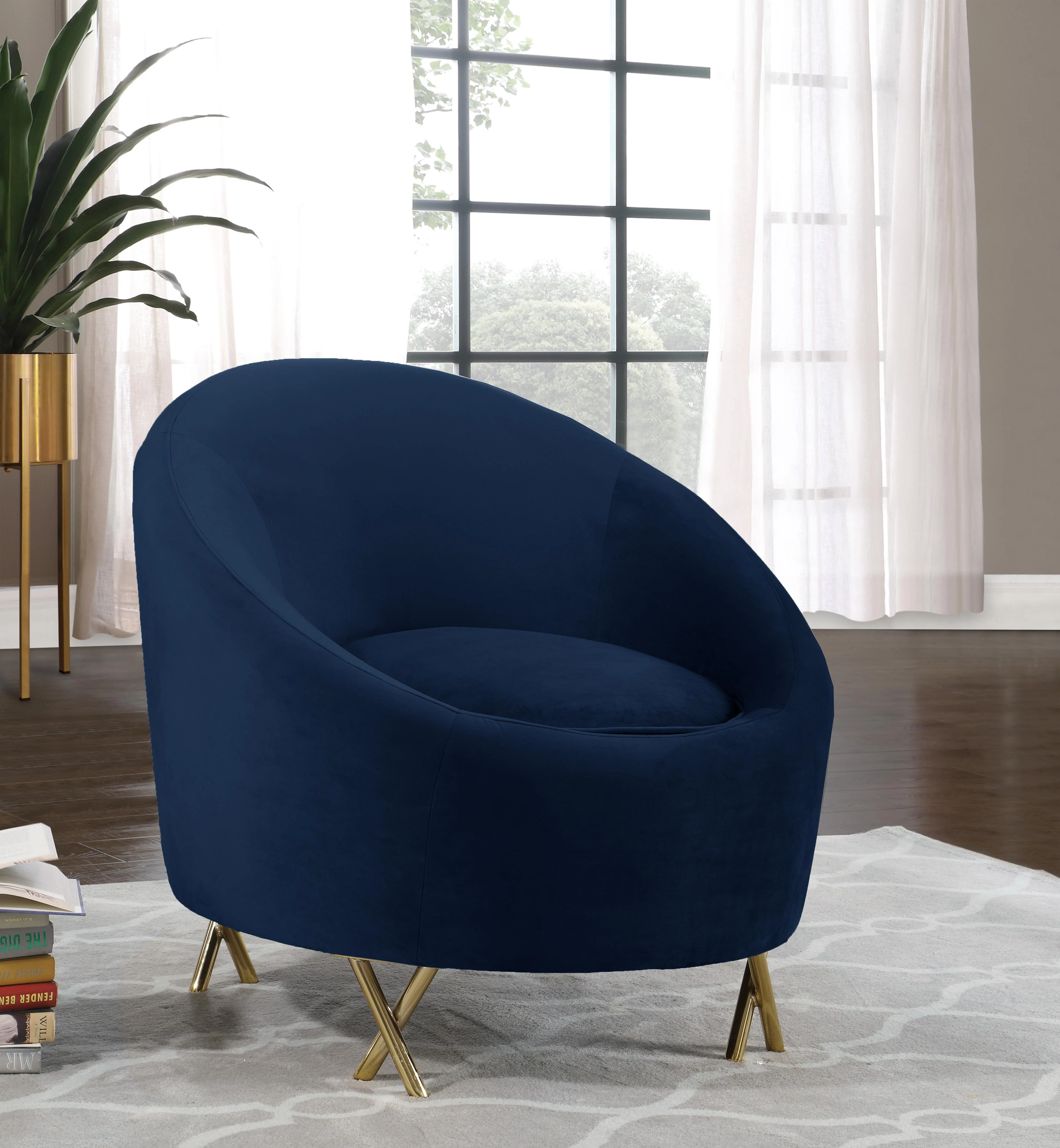 Serpentine Navy Velvet Chair - Image 2