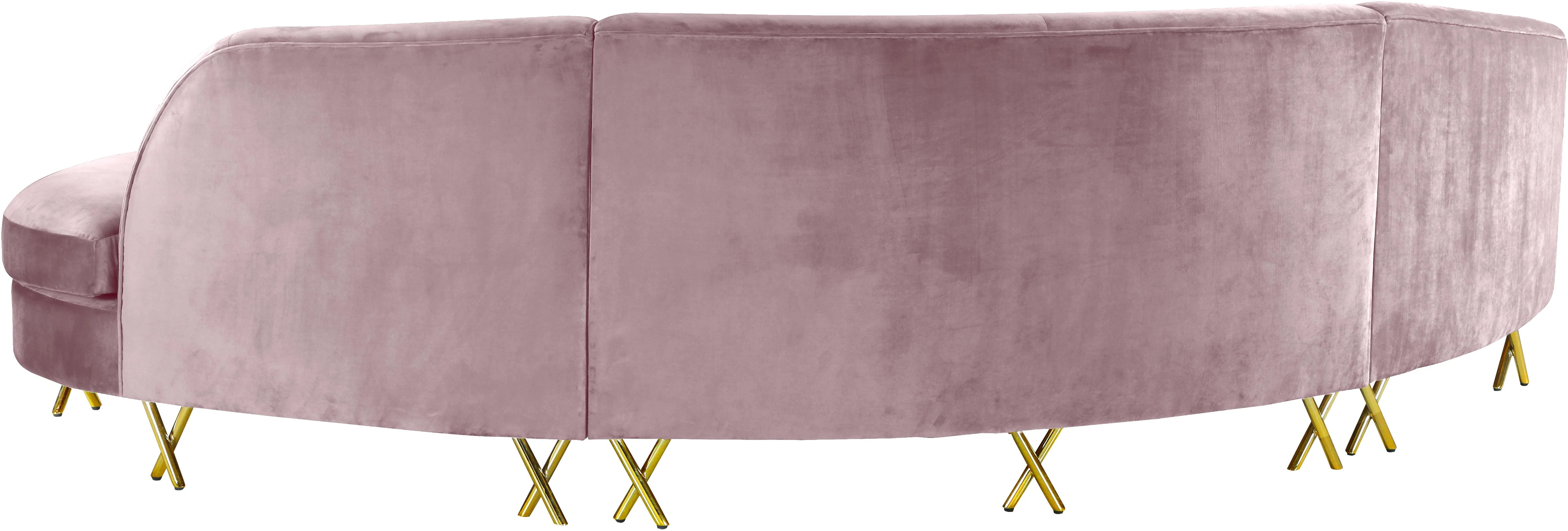 Serpentine Pink Velvet 3pc. Sectional - Image 3