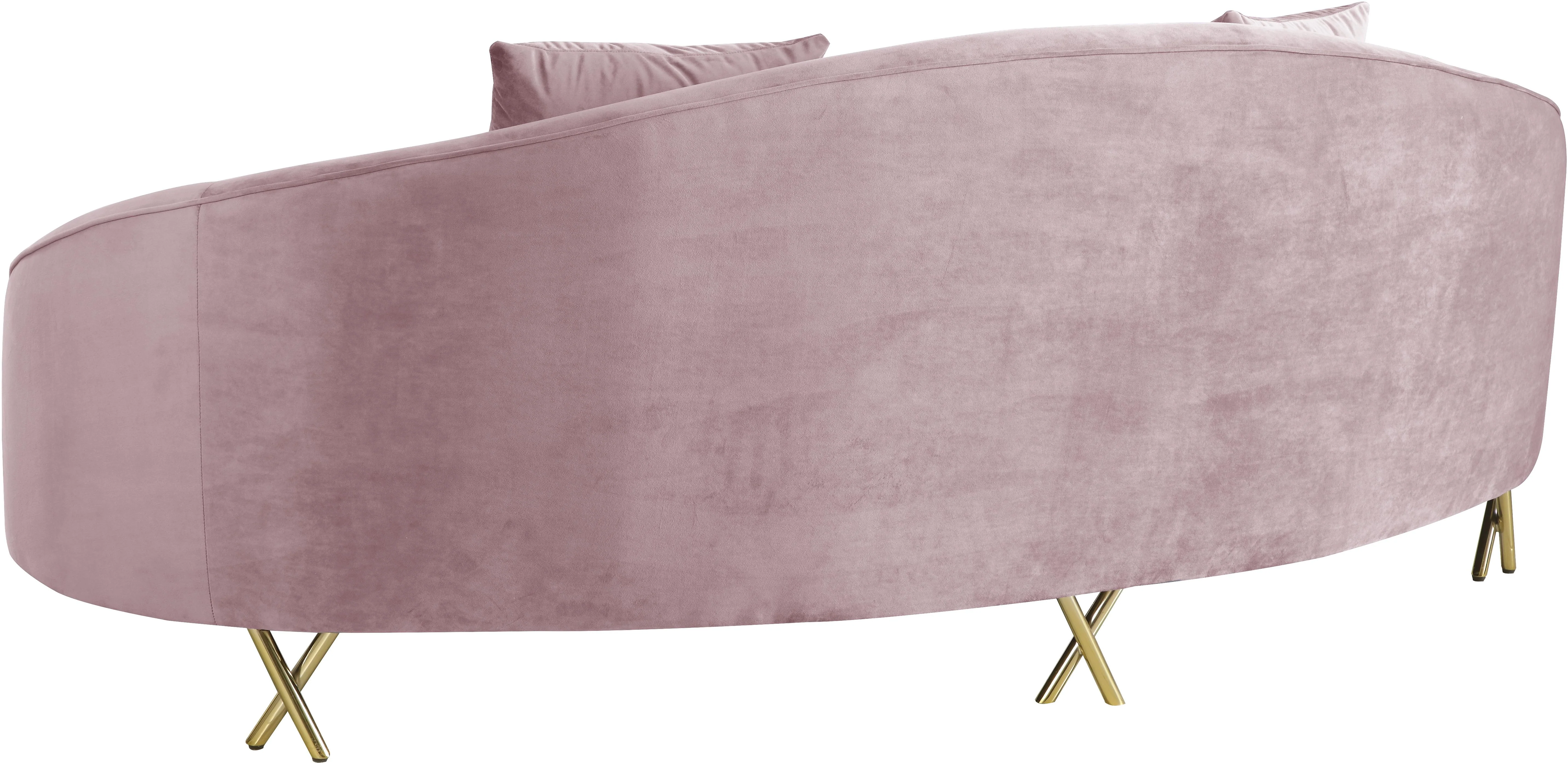 Serpentine Pink Velvet Sofa - Image 3