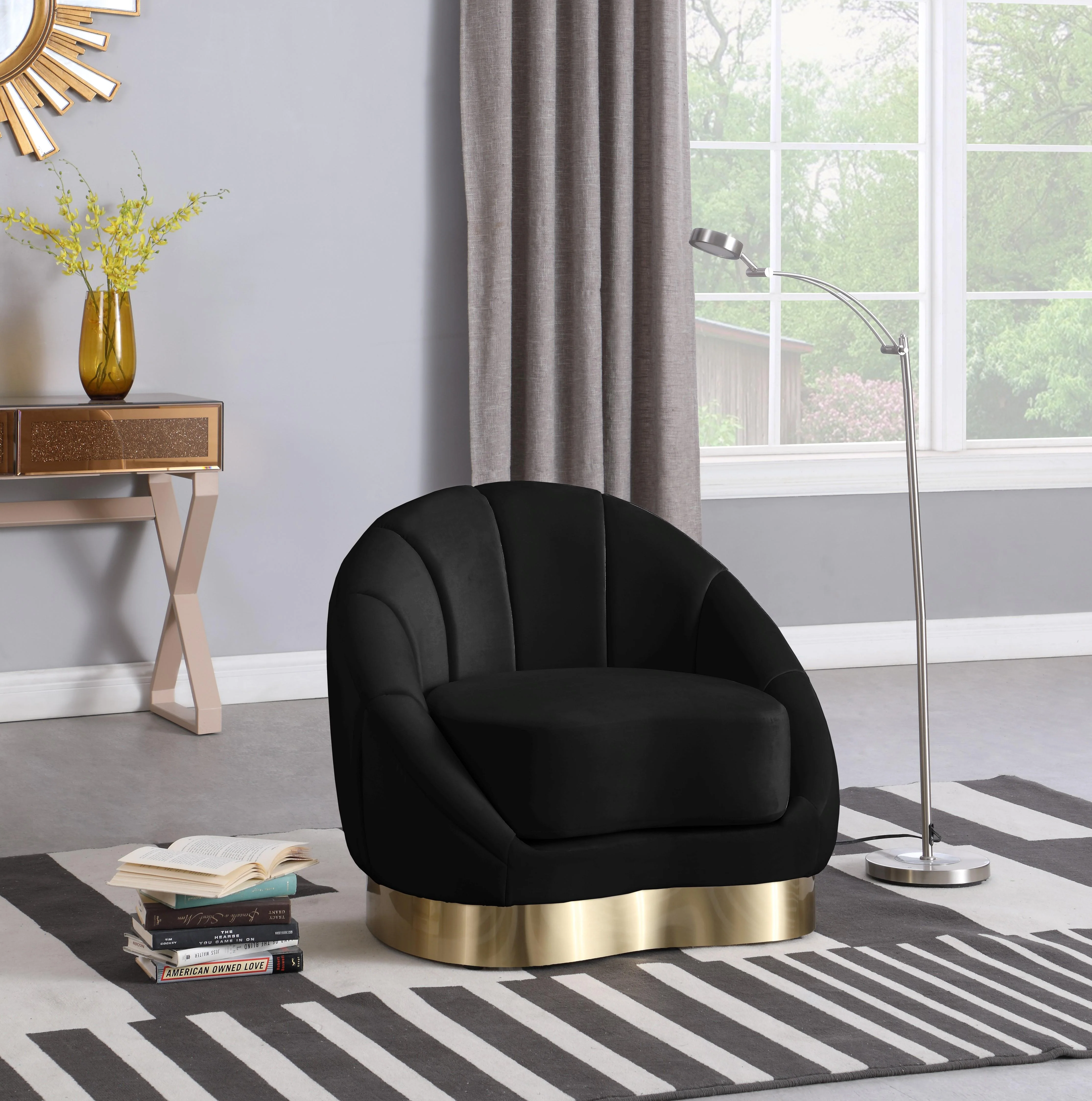 Shelly Black Velvet Chair - Image 2