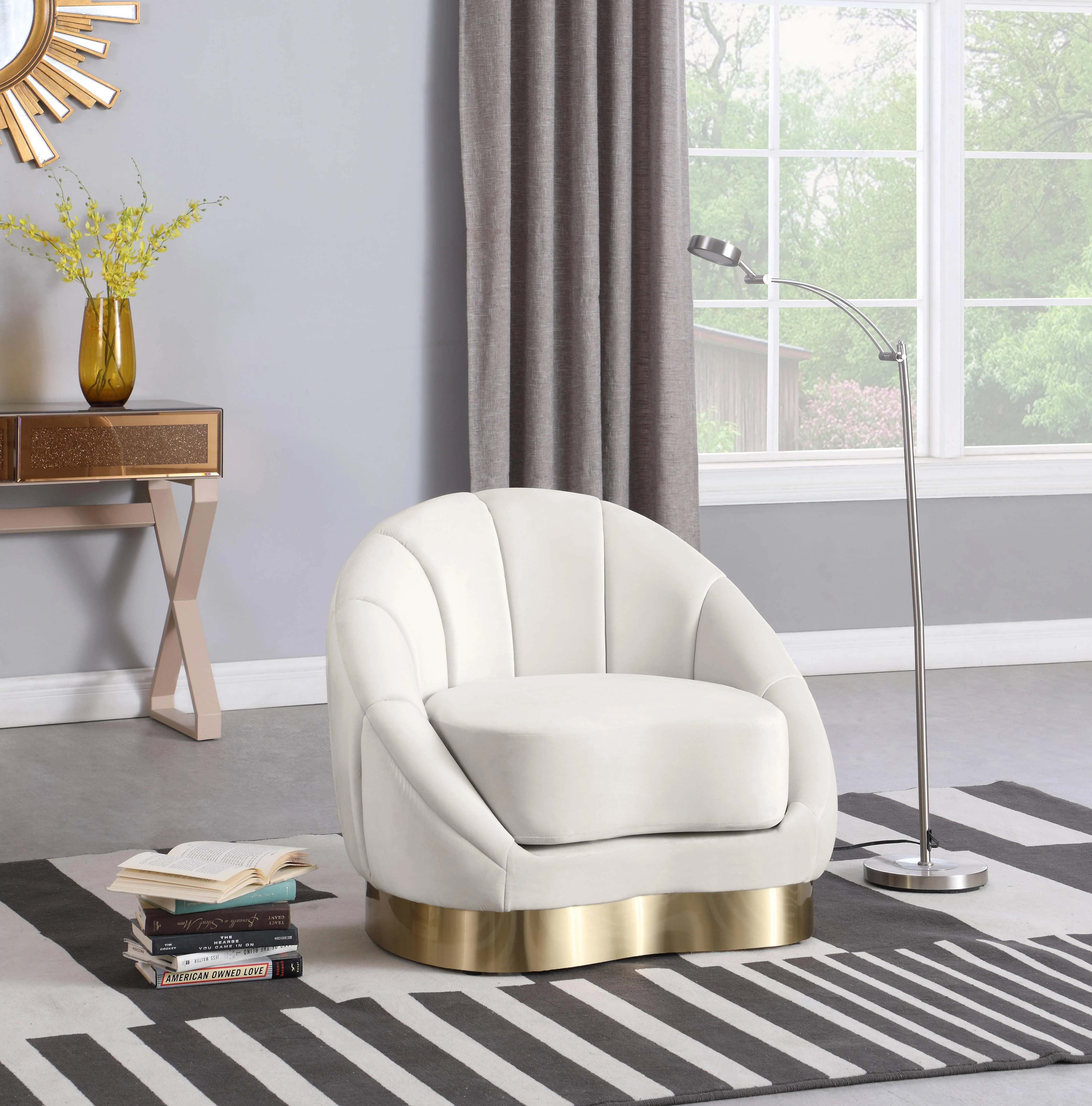 Shelly Cream Velvet Chair - Image 2