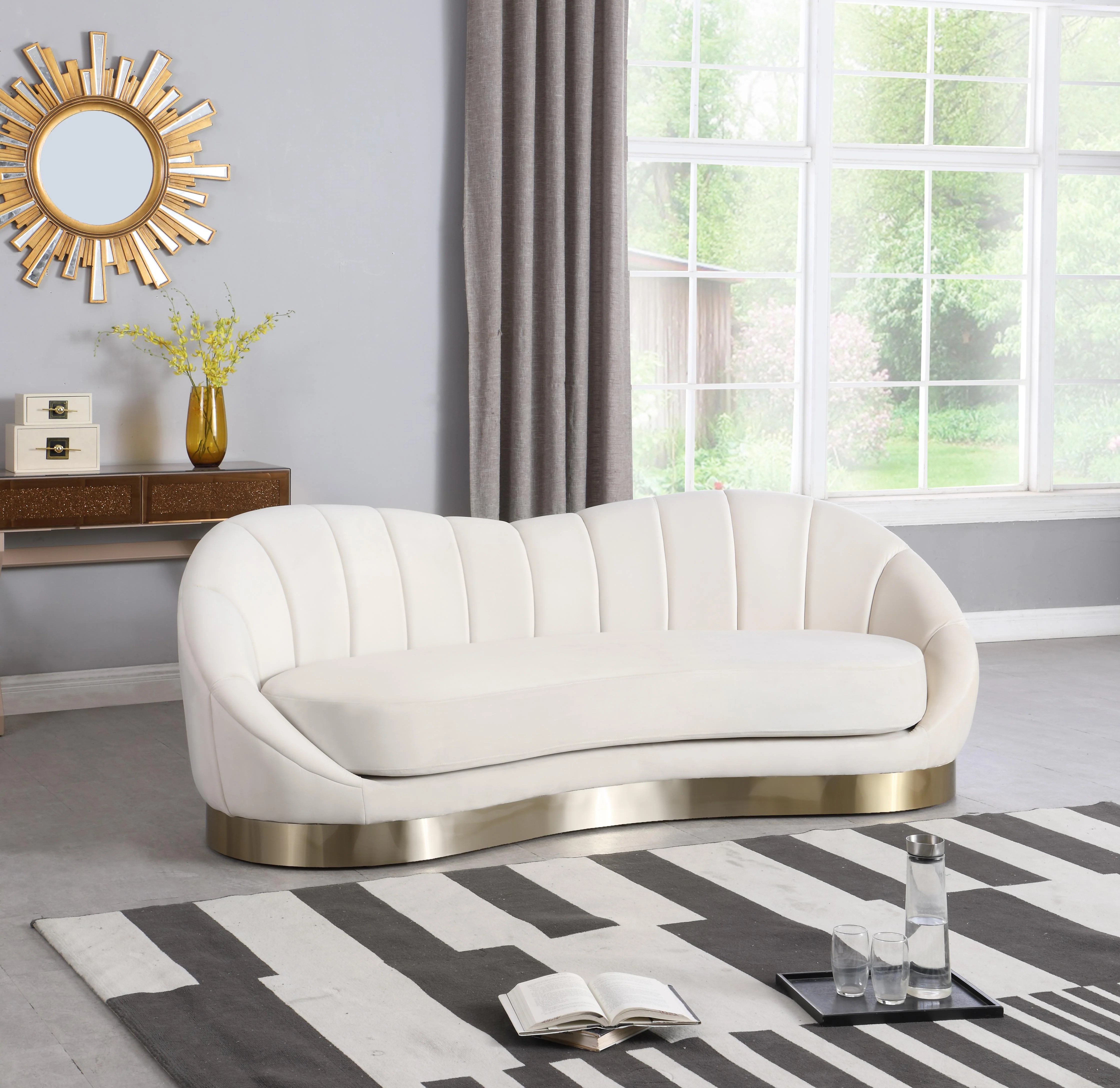 Shelly Cream Velvet Sofa - Image 2