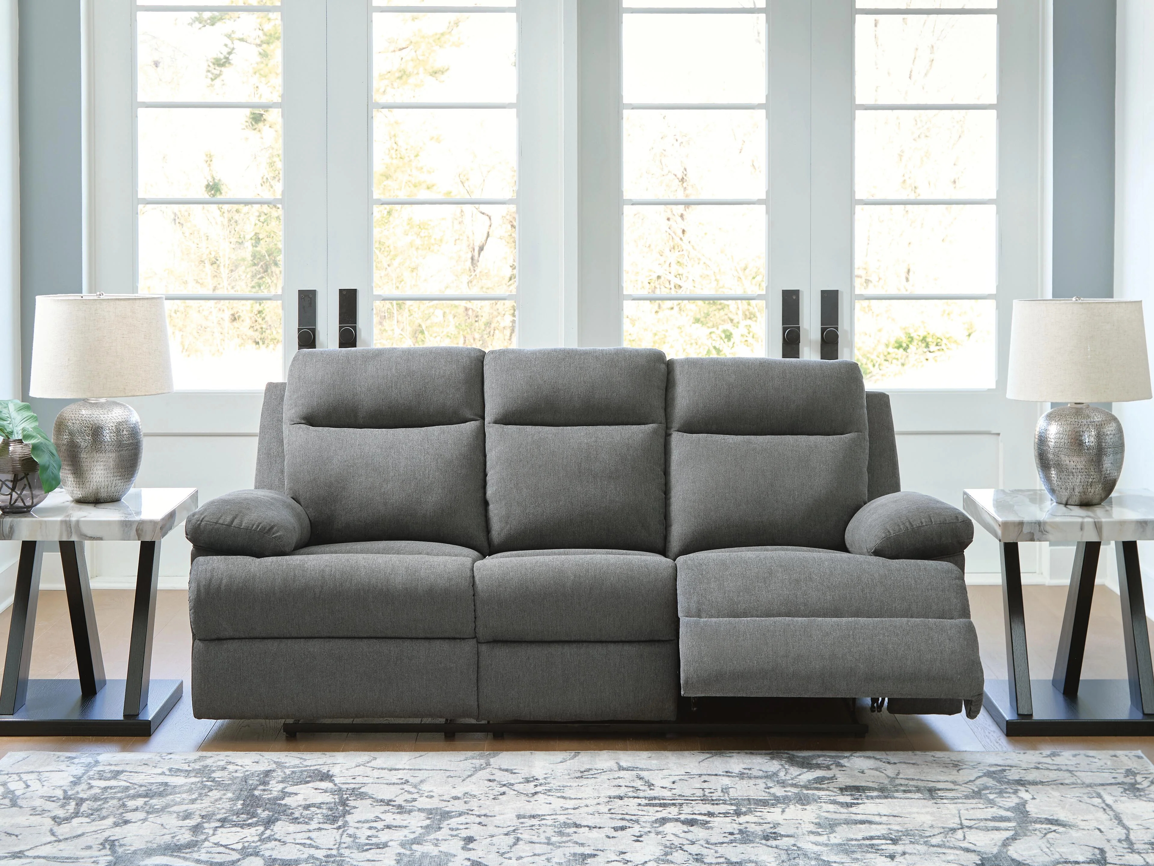 Side-Swipe Reclining Sofa with Drop Down Table - Image 2