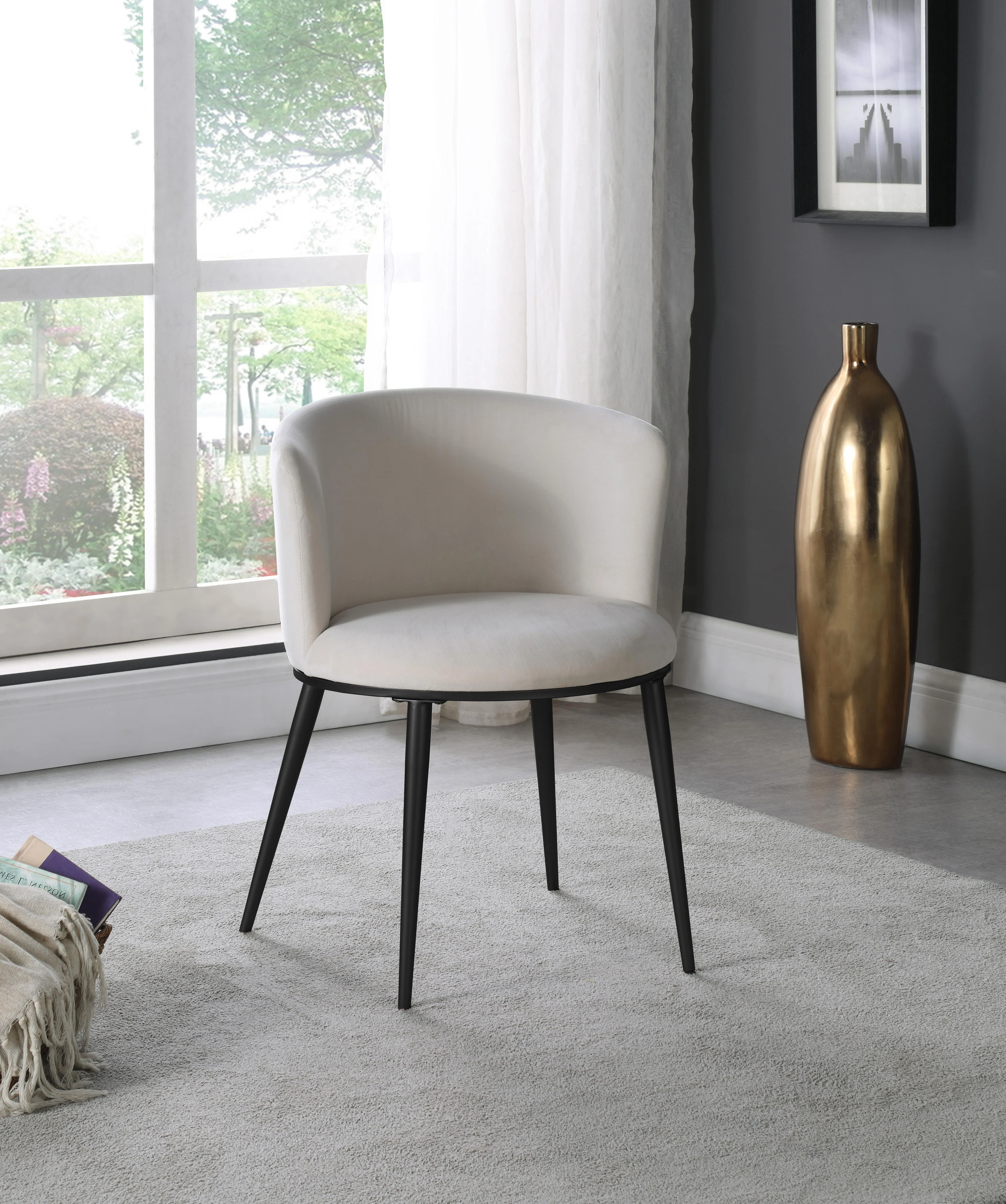 Skylar Cream Velvet Dining Chair - Image 8