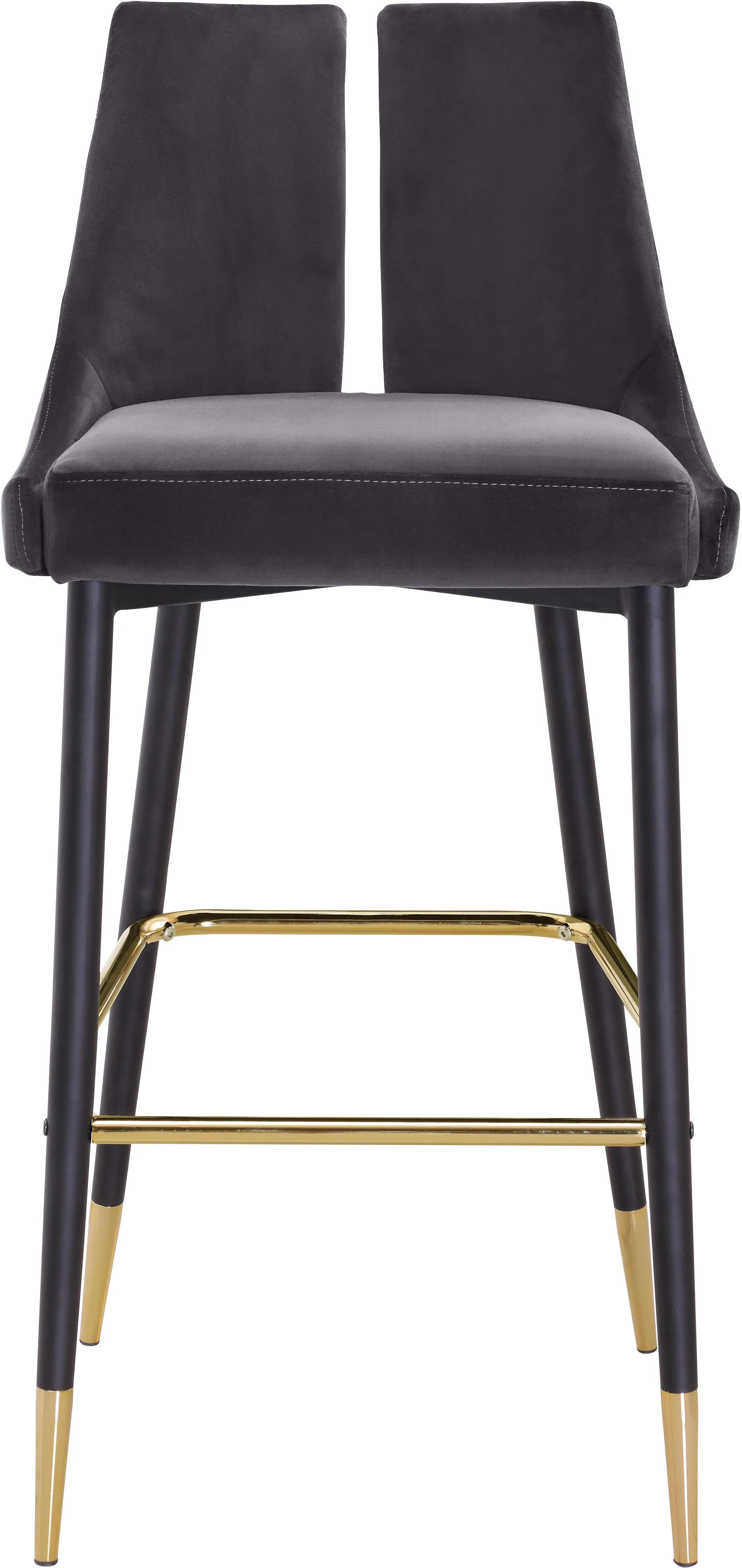 Sleek Grey Velvet Stool - Image 5
