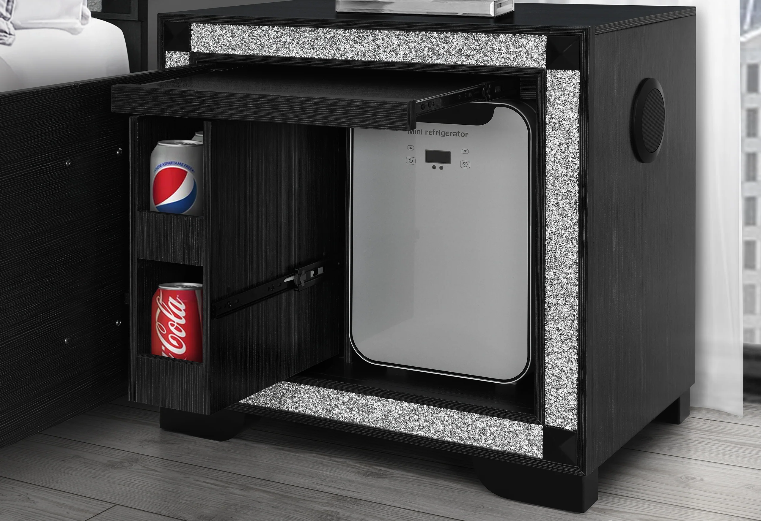 SOLEIL CHARCOAL KING BED GROUP WITH COOLER AND SPEAKER - Image 3