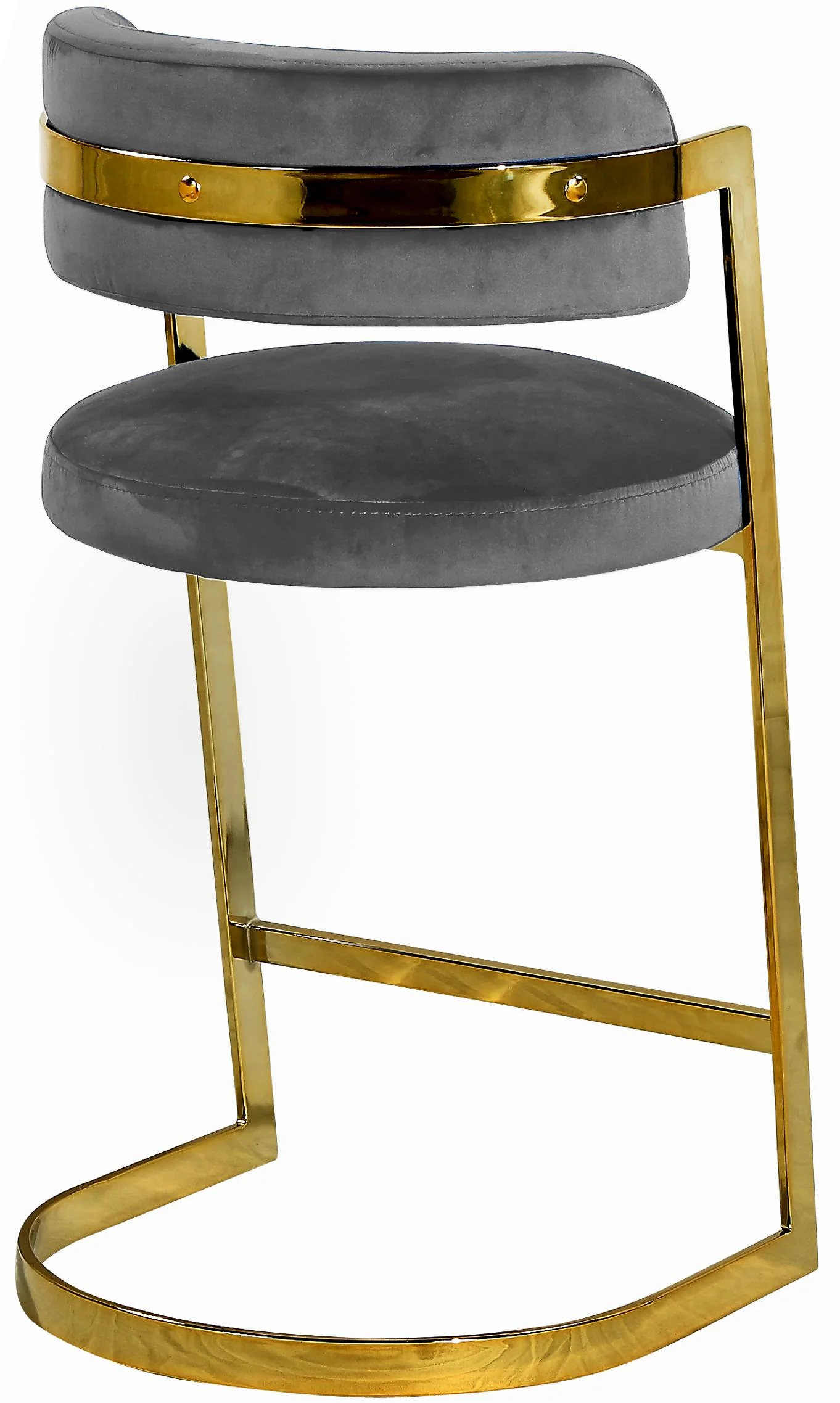 Stephanie Grey Velvet Stool - Image 2