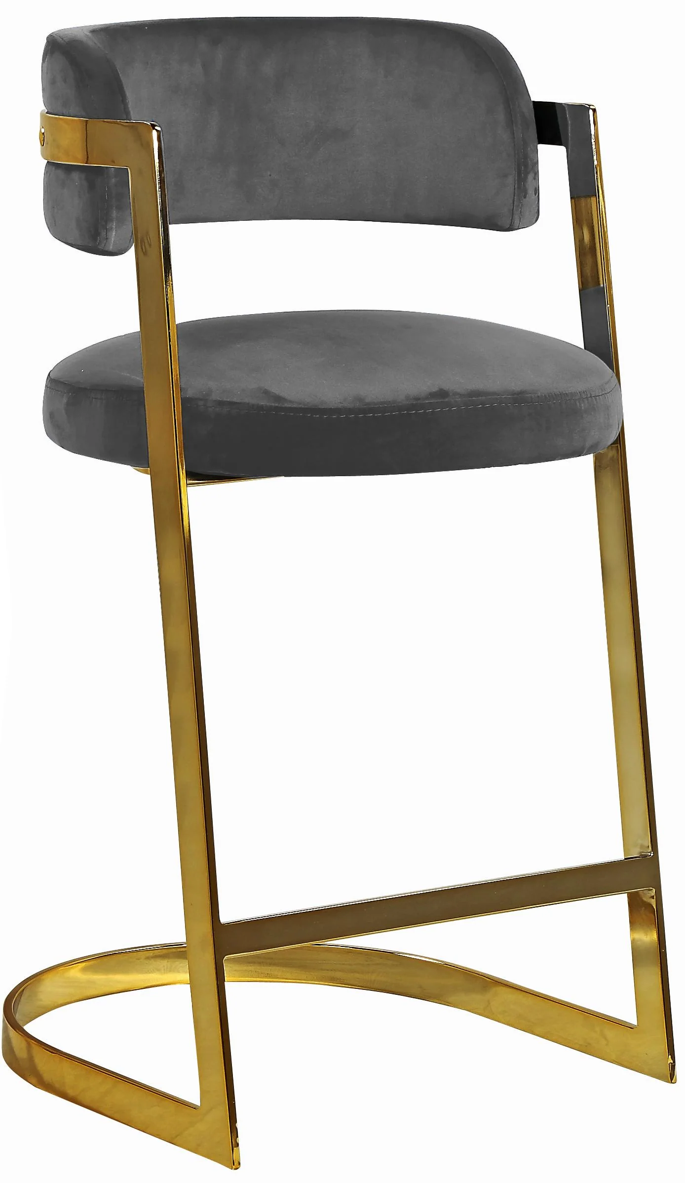Stephanie Grey Velvet Stool - Image 3