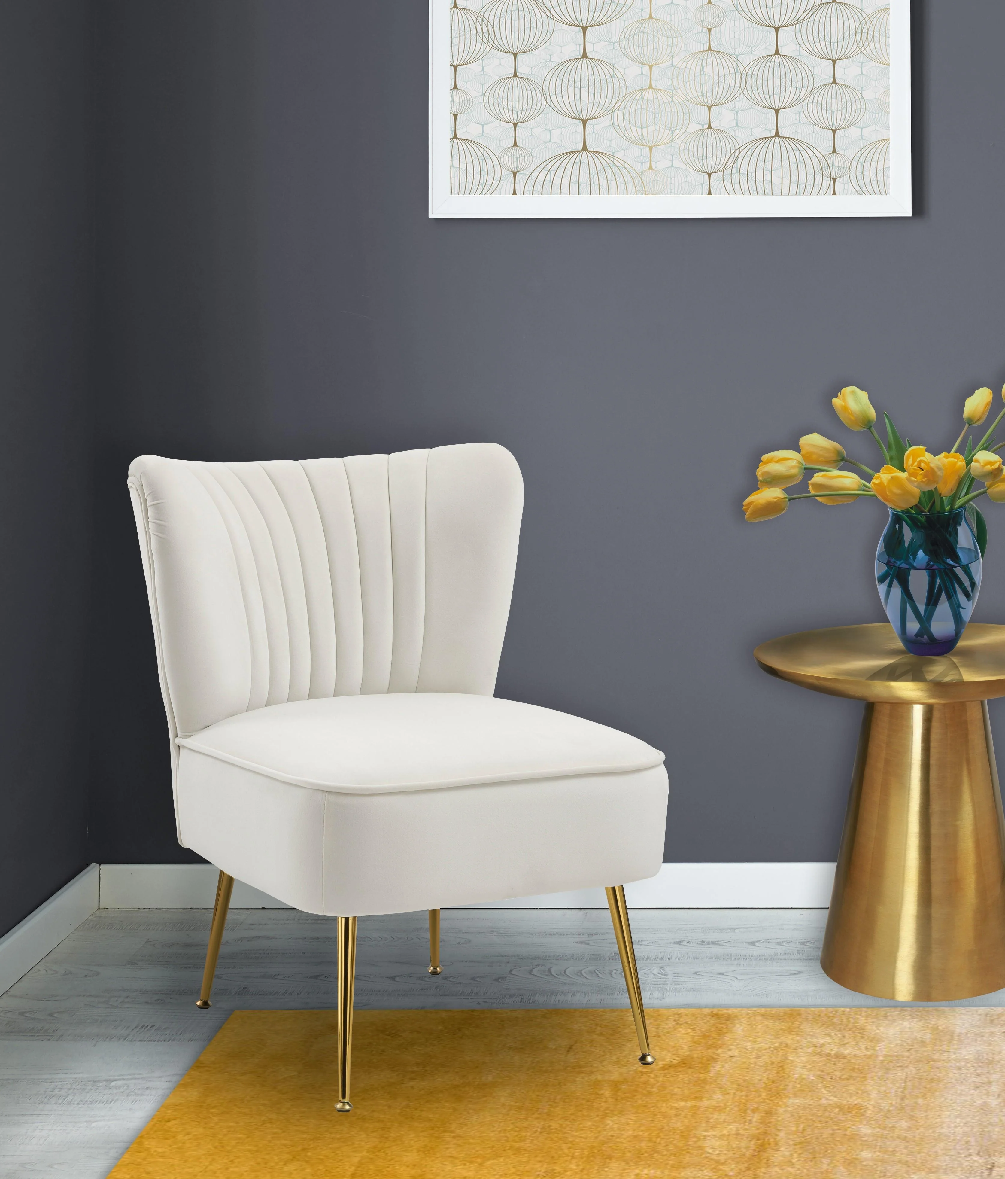 Tess Cream Velvet Accent Chair - Image 2