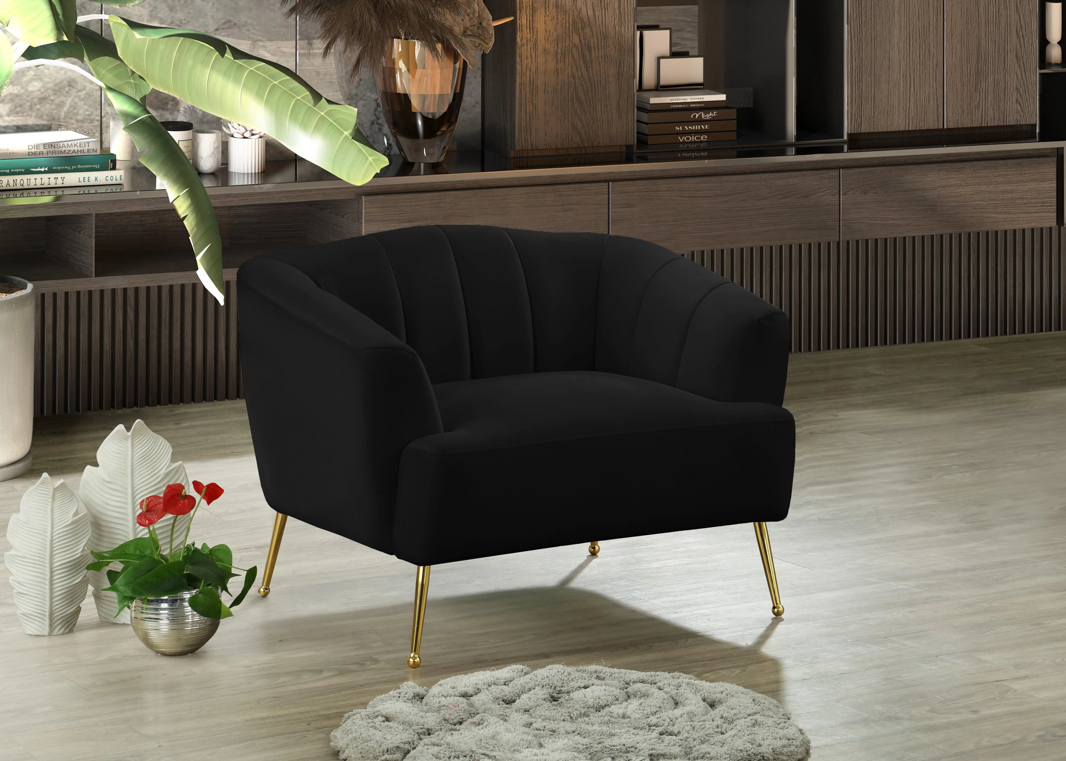 Tori Black Velvet Chair - Image 2