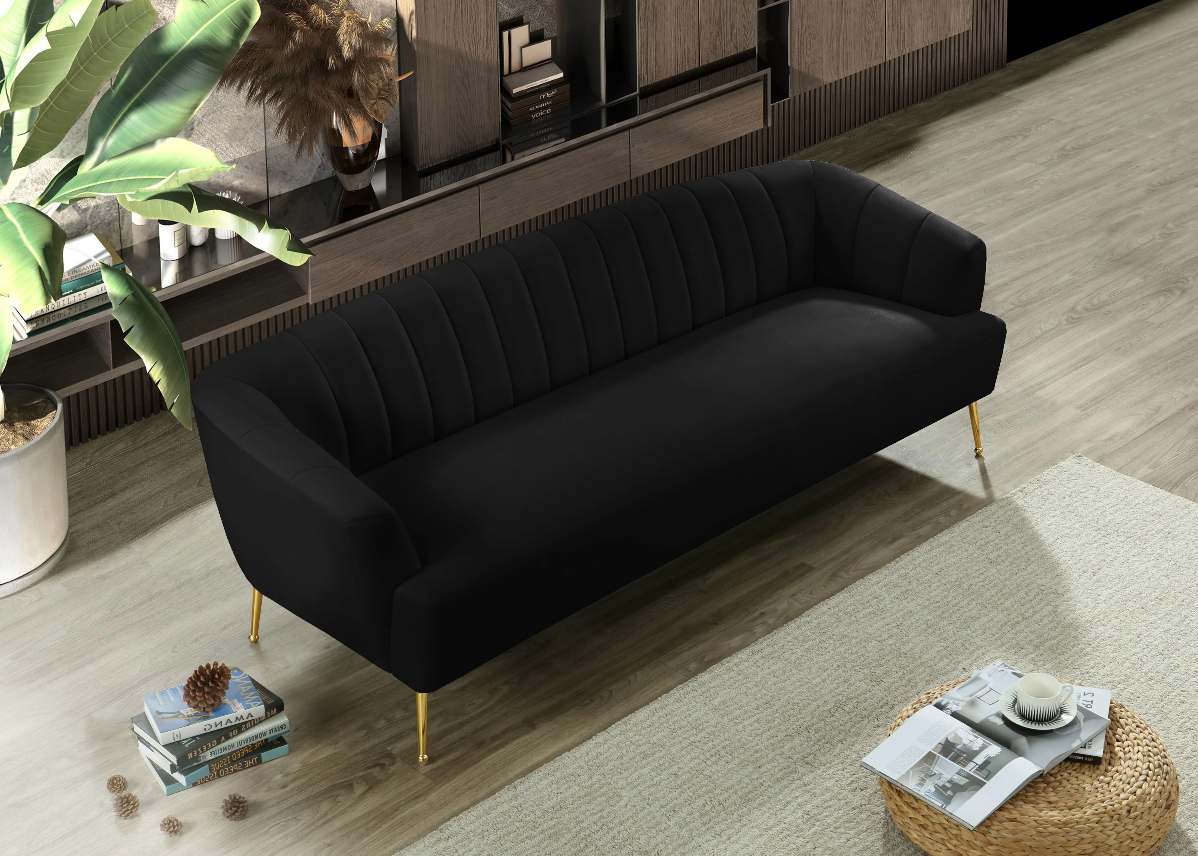 Tori Black Velvet Sofa - Image 7