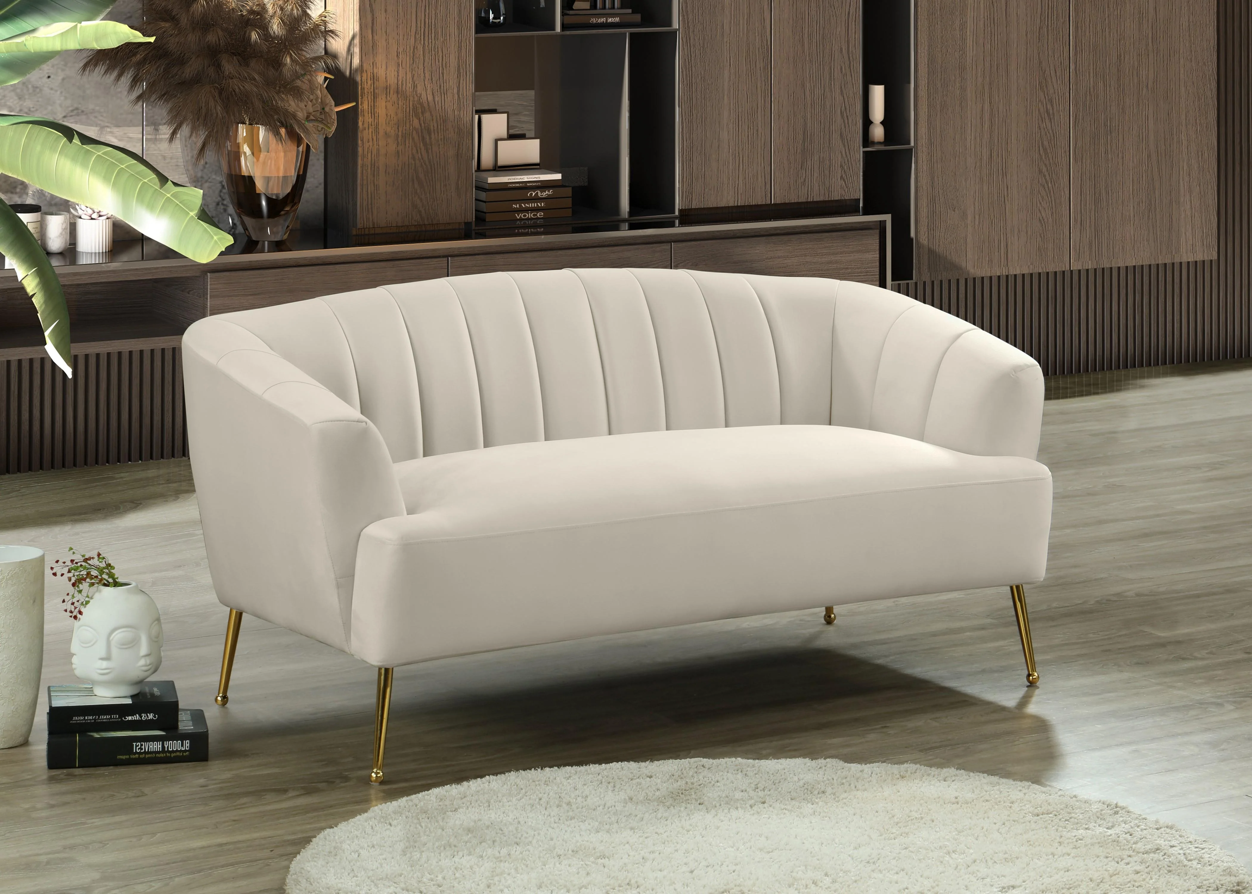 Tori Cream Velvet Loveseat - Image 2