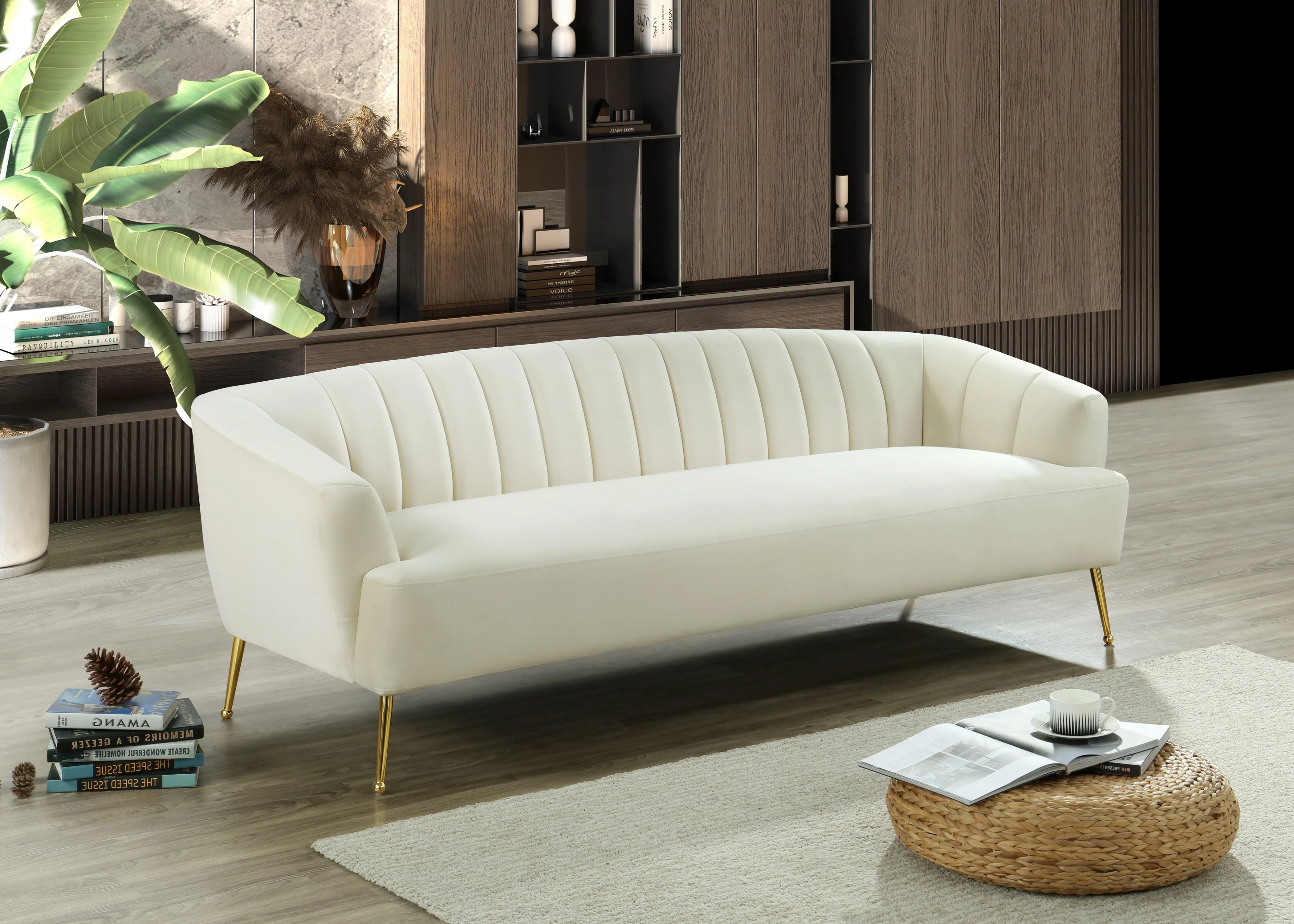 Tori Cream Velvet Sofa - Image 2