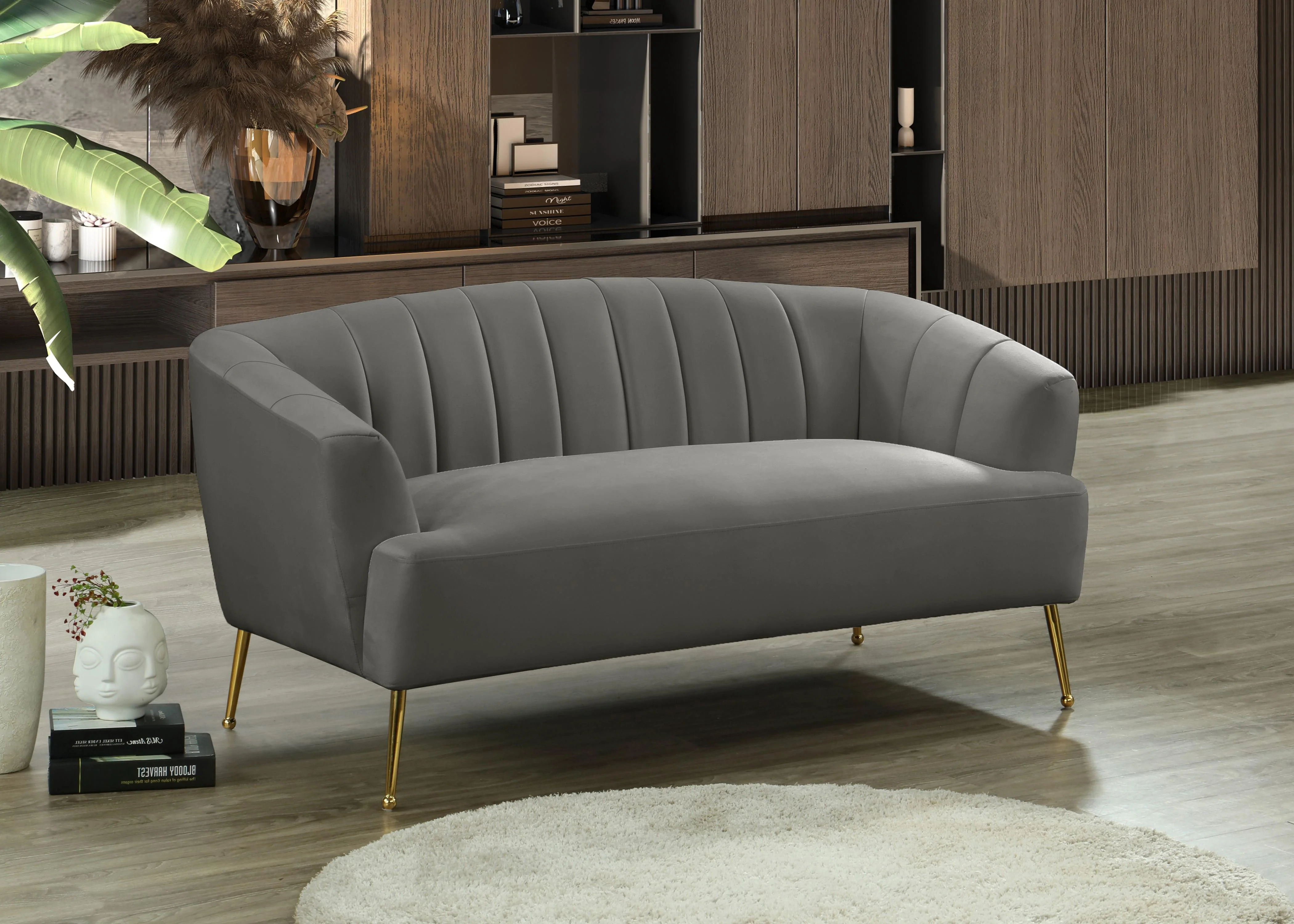 Tori Grey Velvet Loveseat - Image 2