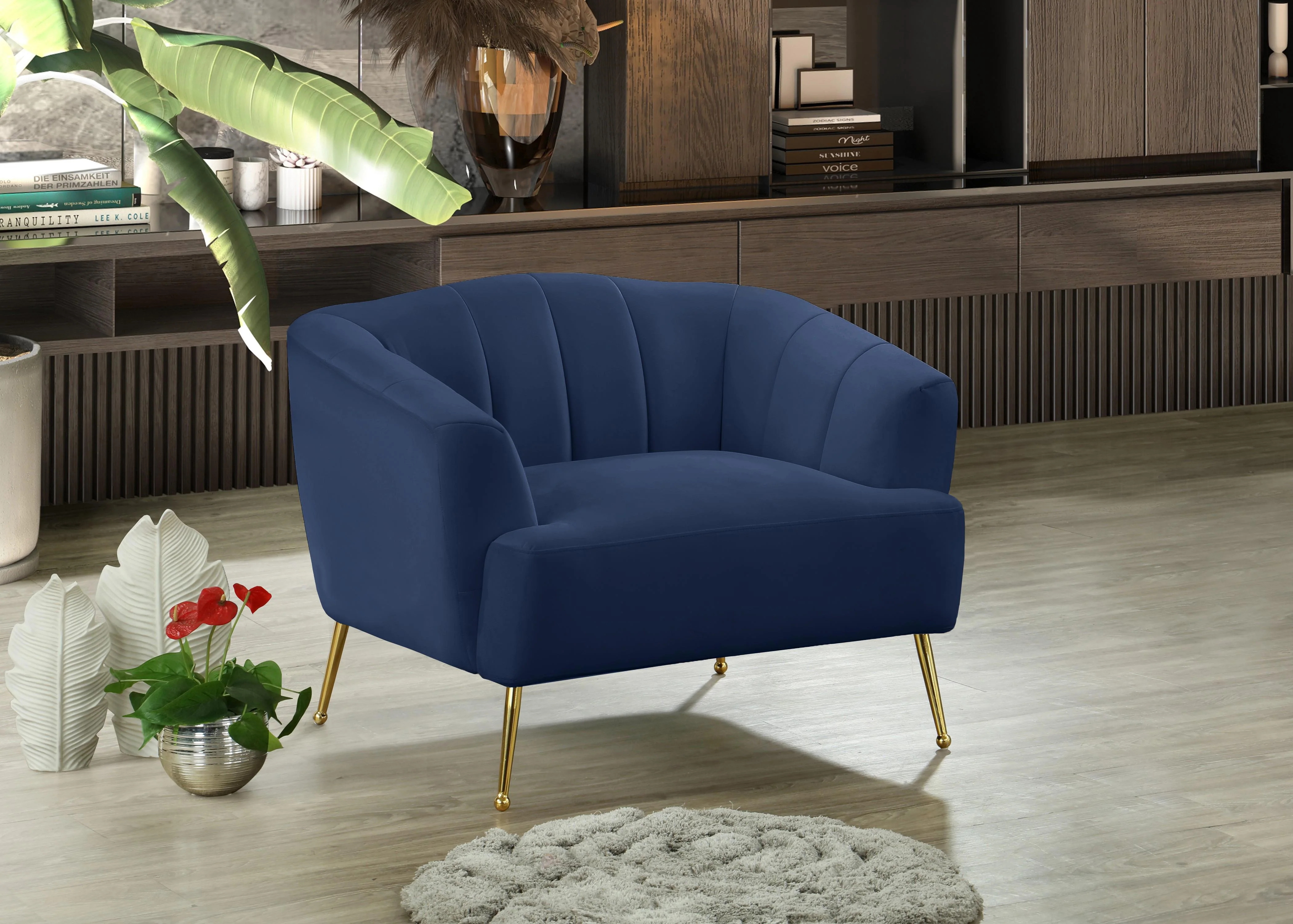 Tori Navy Velvet Chair - Image 2