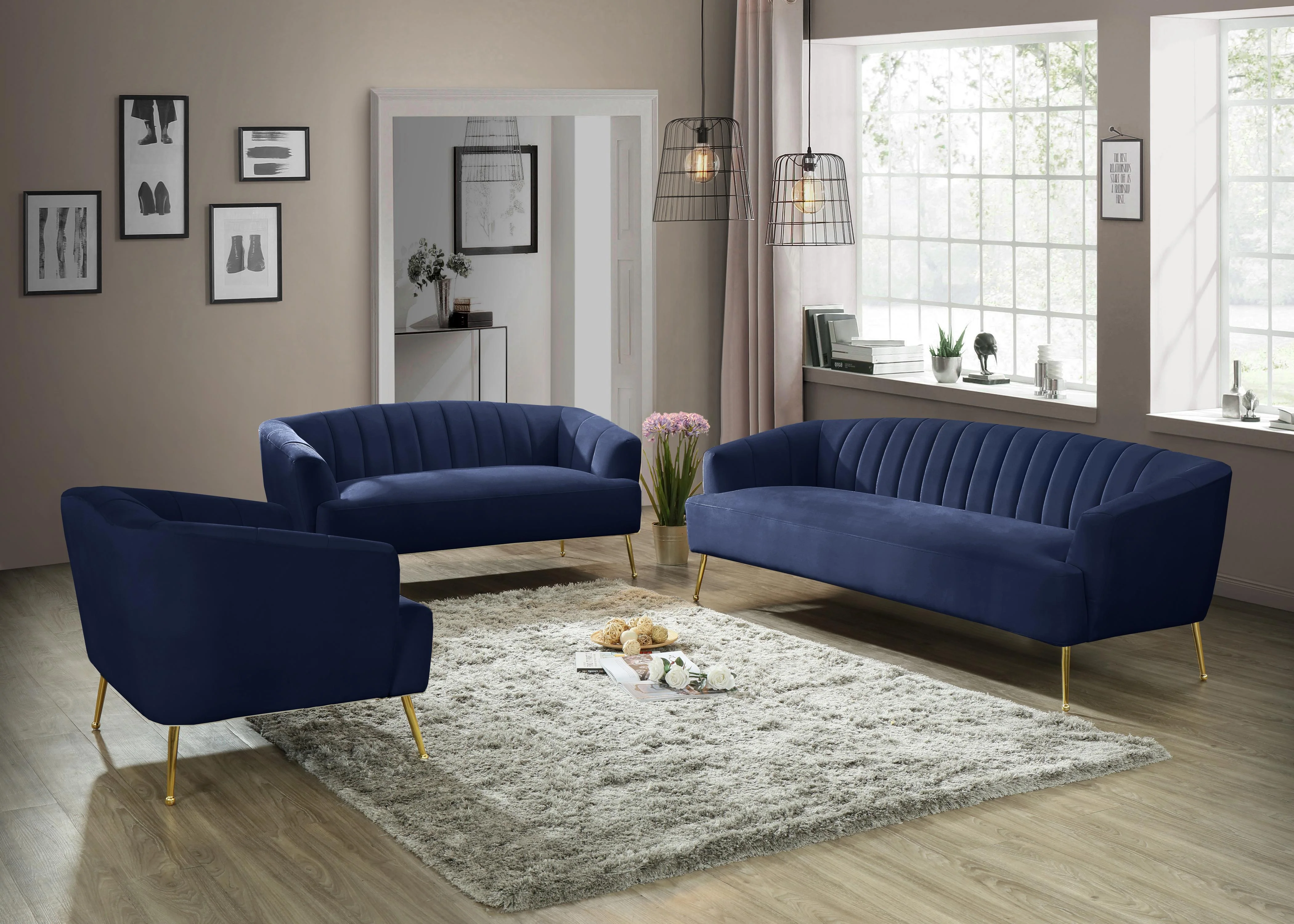 Tori Navy Velvet Chair - Image 5