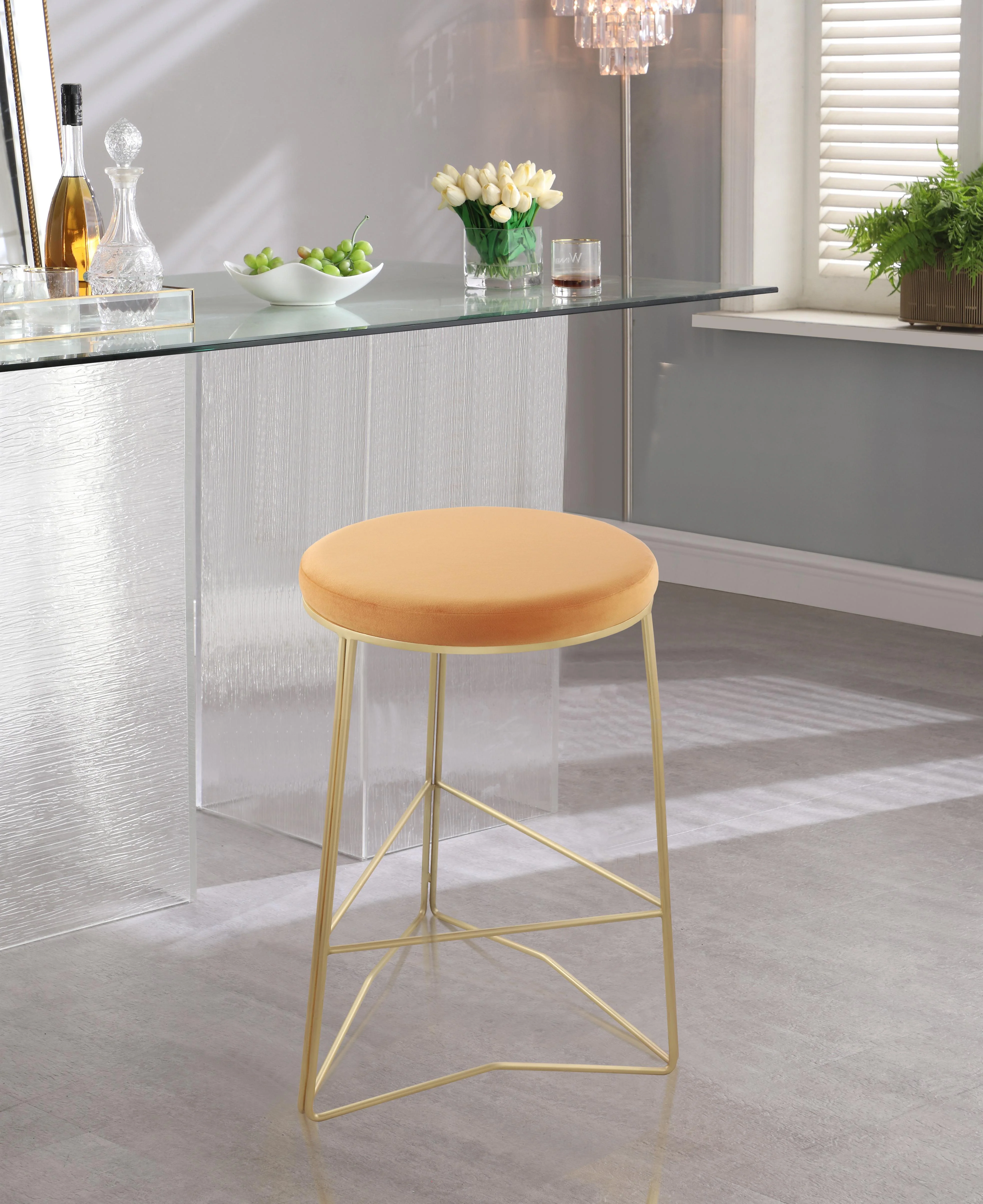 Tres Mango Velvet Counter Stool - Image 2