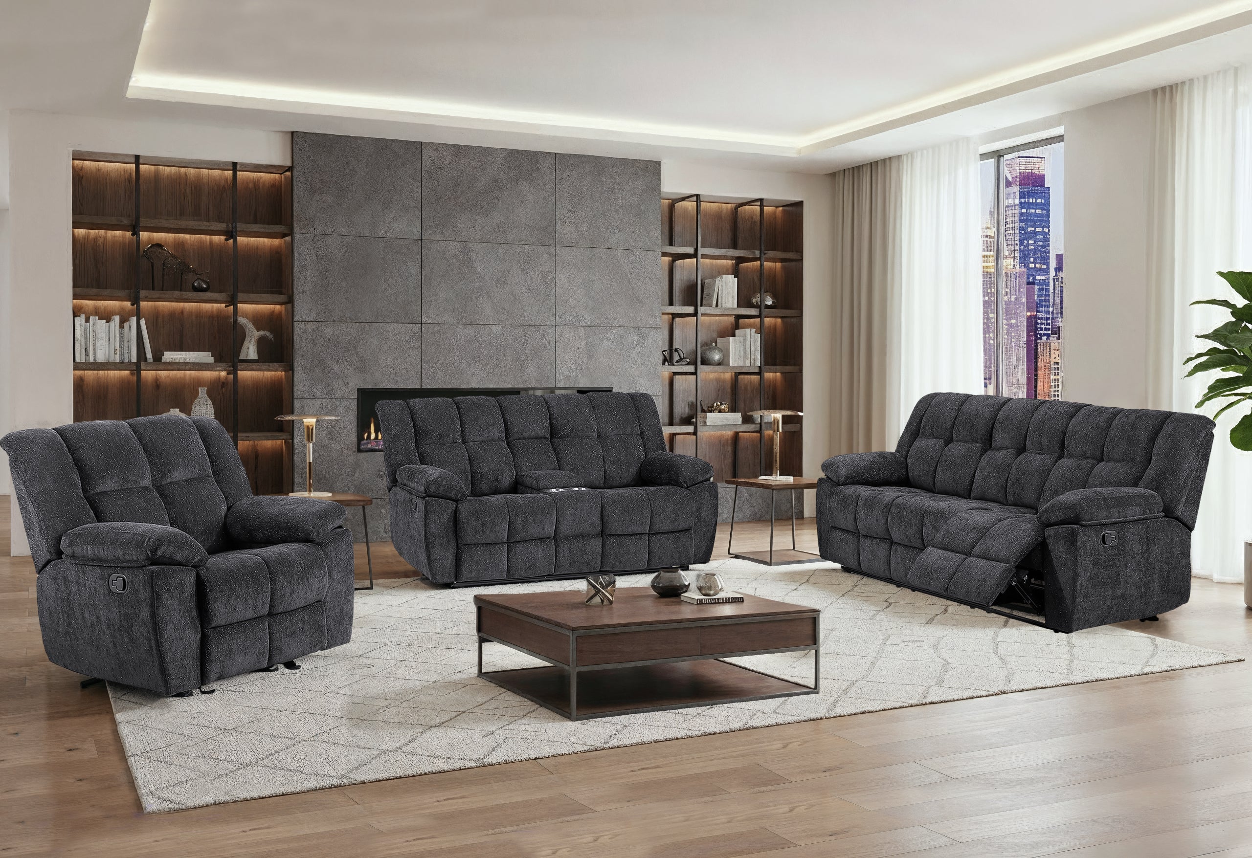 U6000 BLACK CONSOLE RECLINING LOVESEAT - Image 4