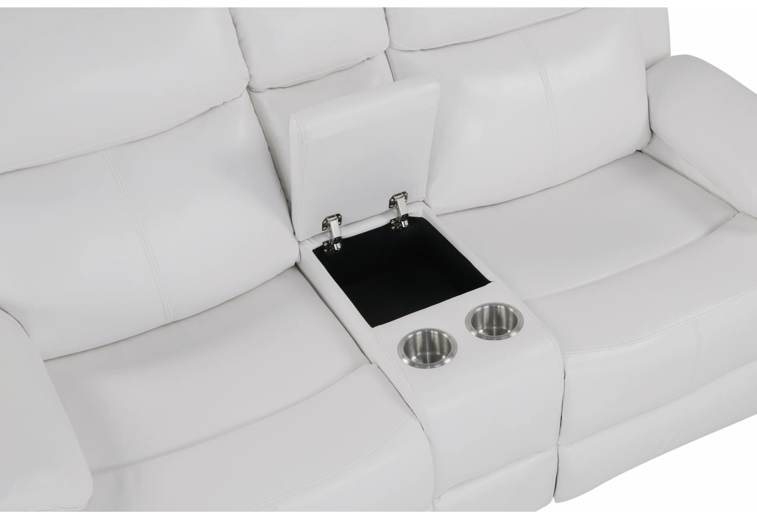 U6026 BLANCHE WHITE CONSOLE RECLINING LOVESEAT WITH LED AND SPEAKER - Image 4