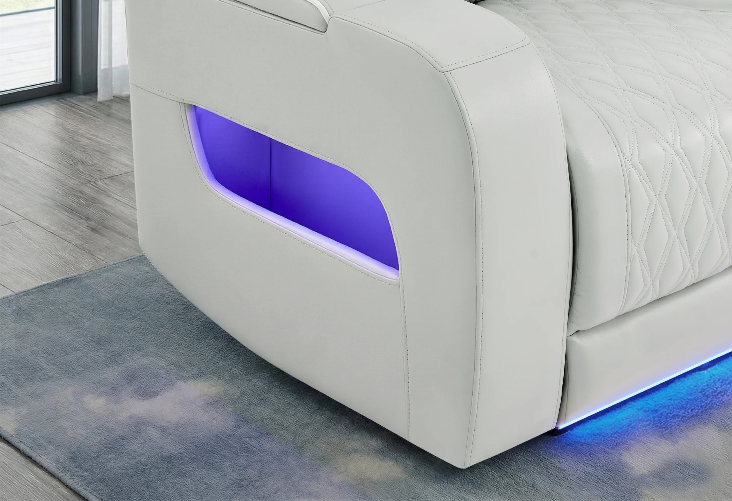 U8611 BLANCHE SILVER PWR CON REC LOVESEAT WITH PHR, LED & SPEAKER - Image 3